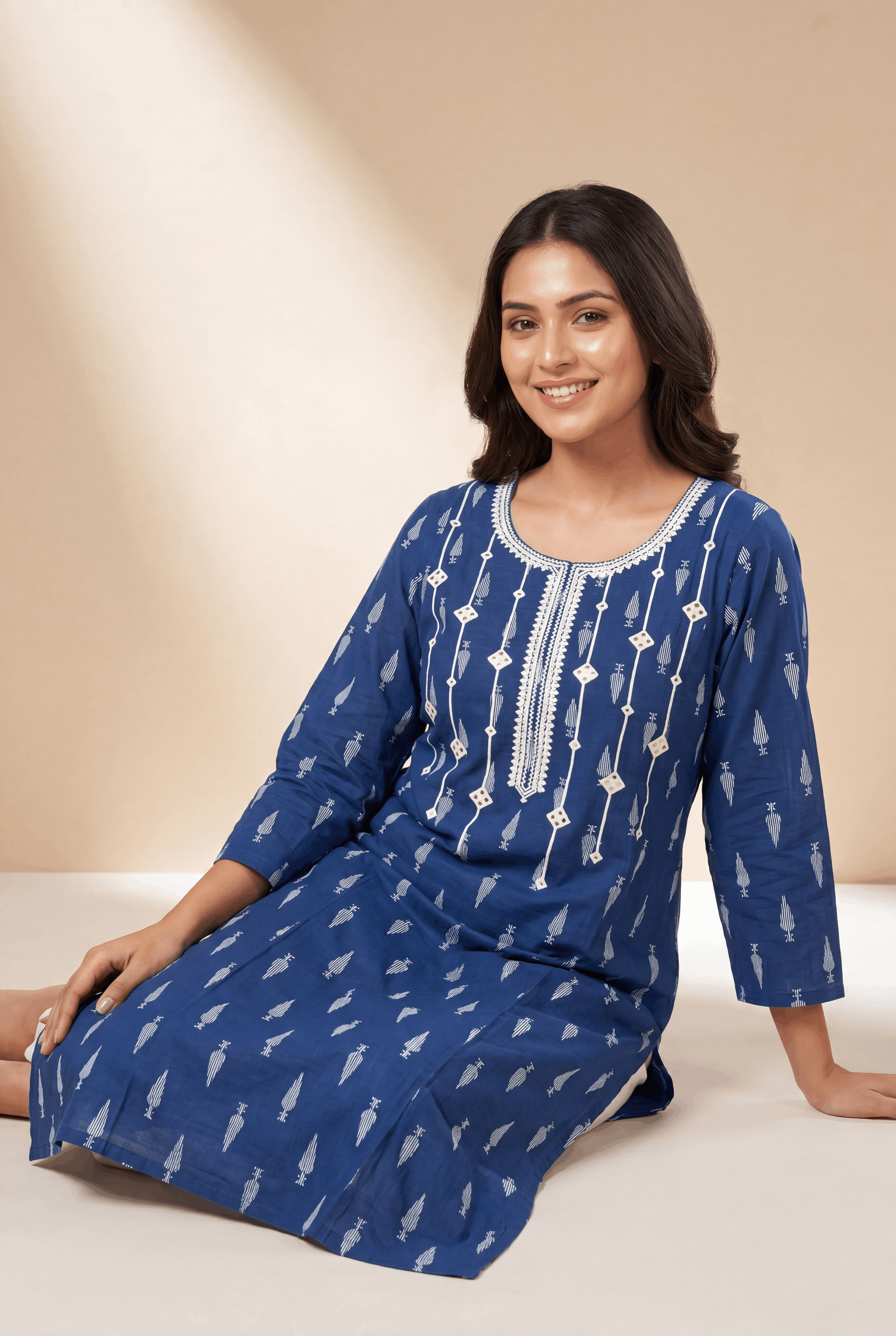 Indigo Blue Nilambara Kurti with Chikankari Work