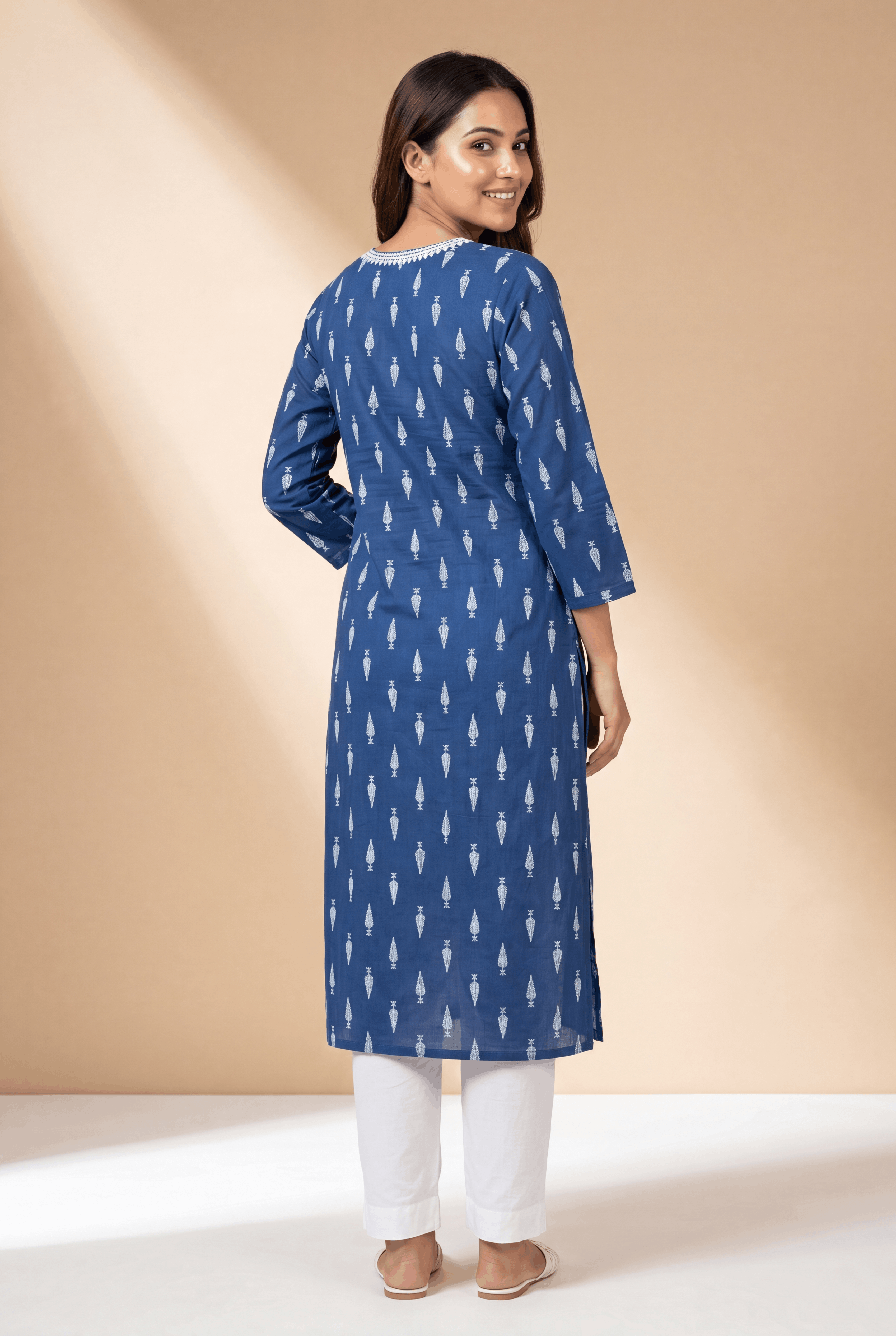 Indigo Blue Nilambara Kurti with Chikankari Work