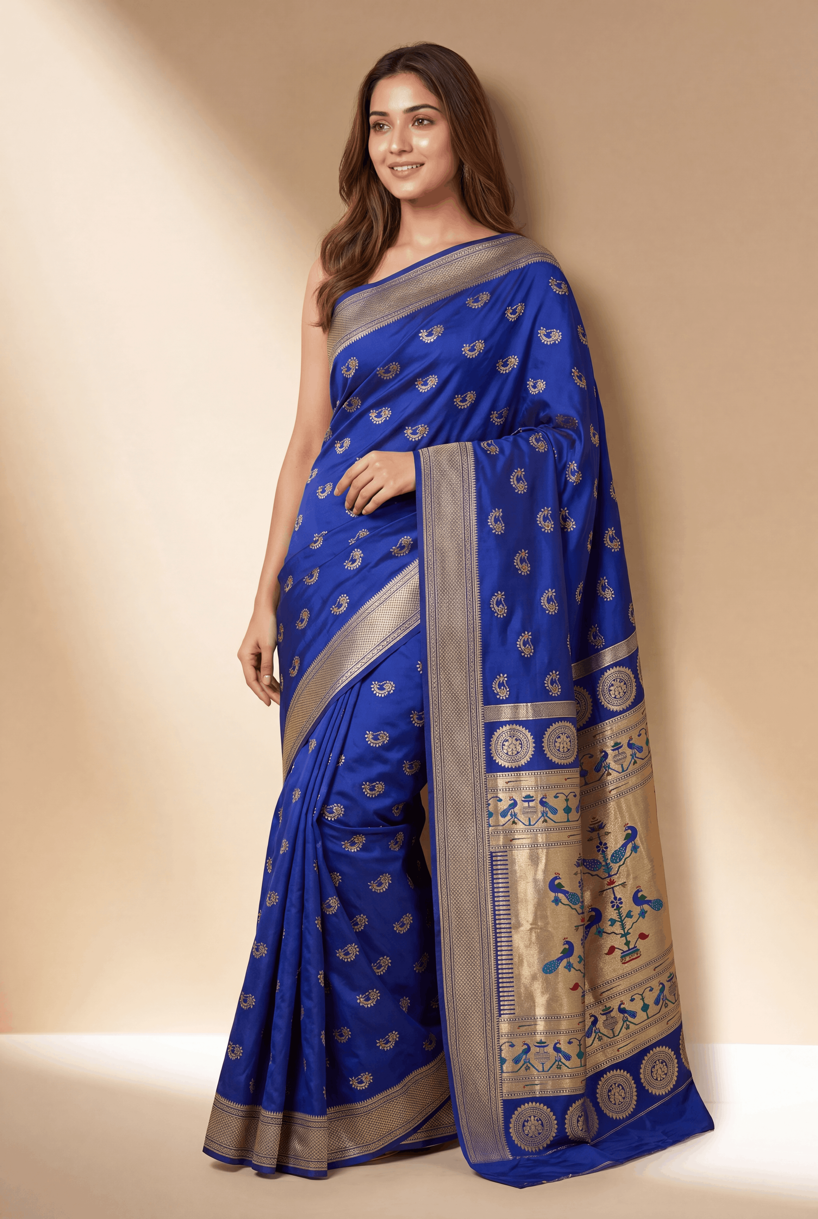 Royal Purple Apurva Silk Paithani Saree with Nath butti