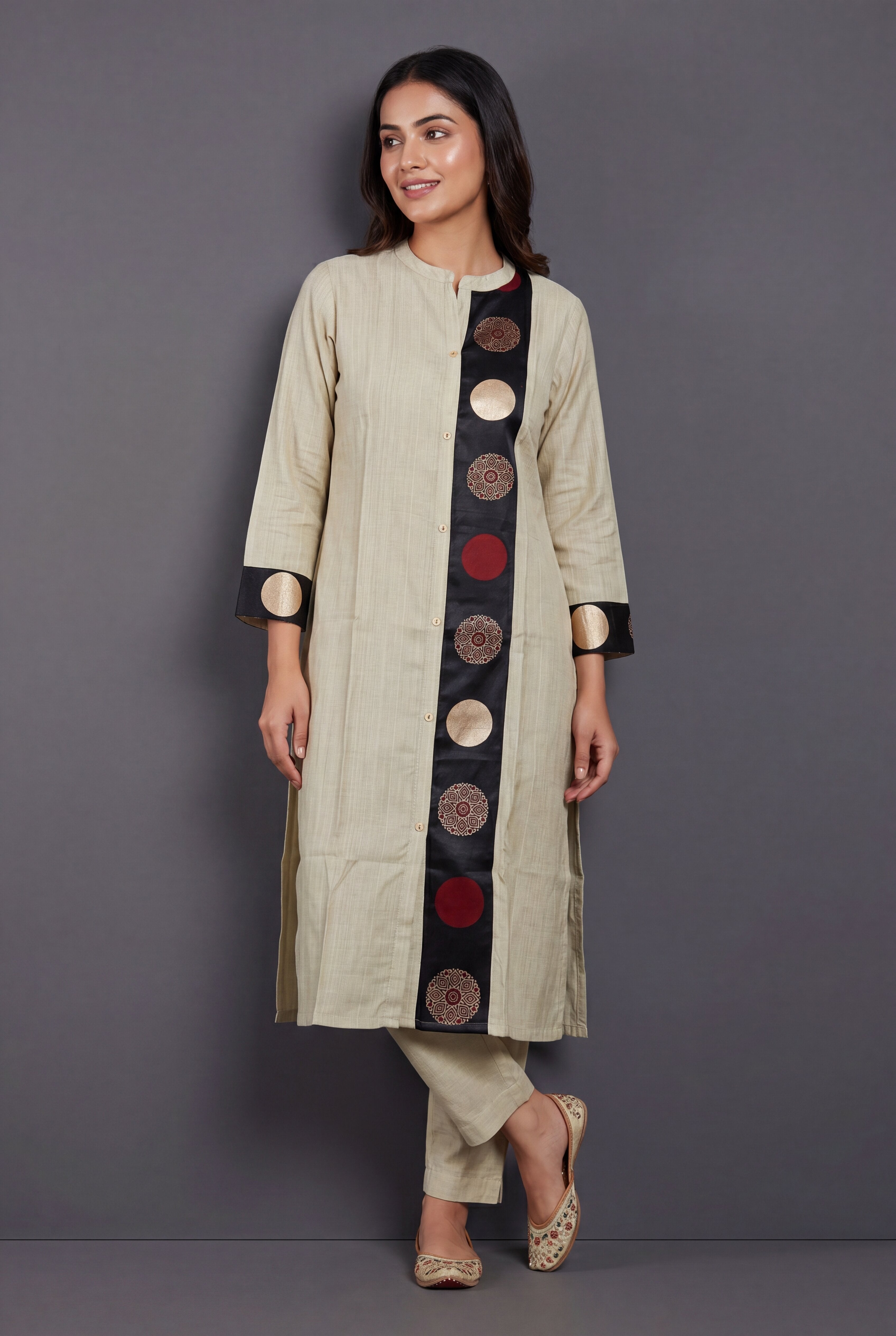Beige Mayanka Kurti with Mandala Motifs