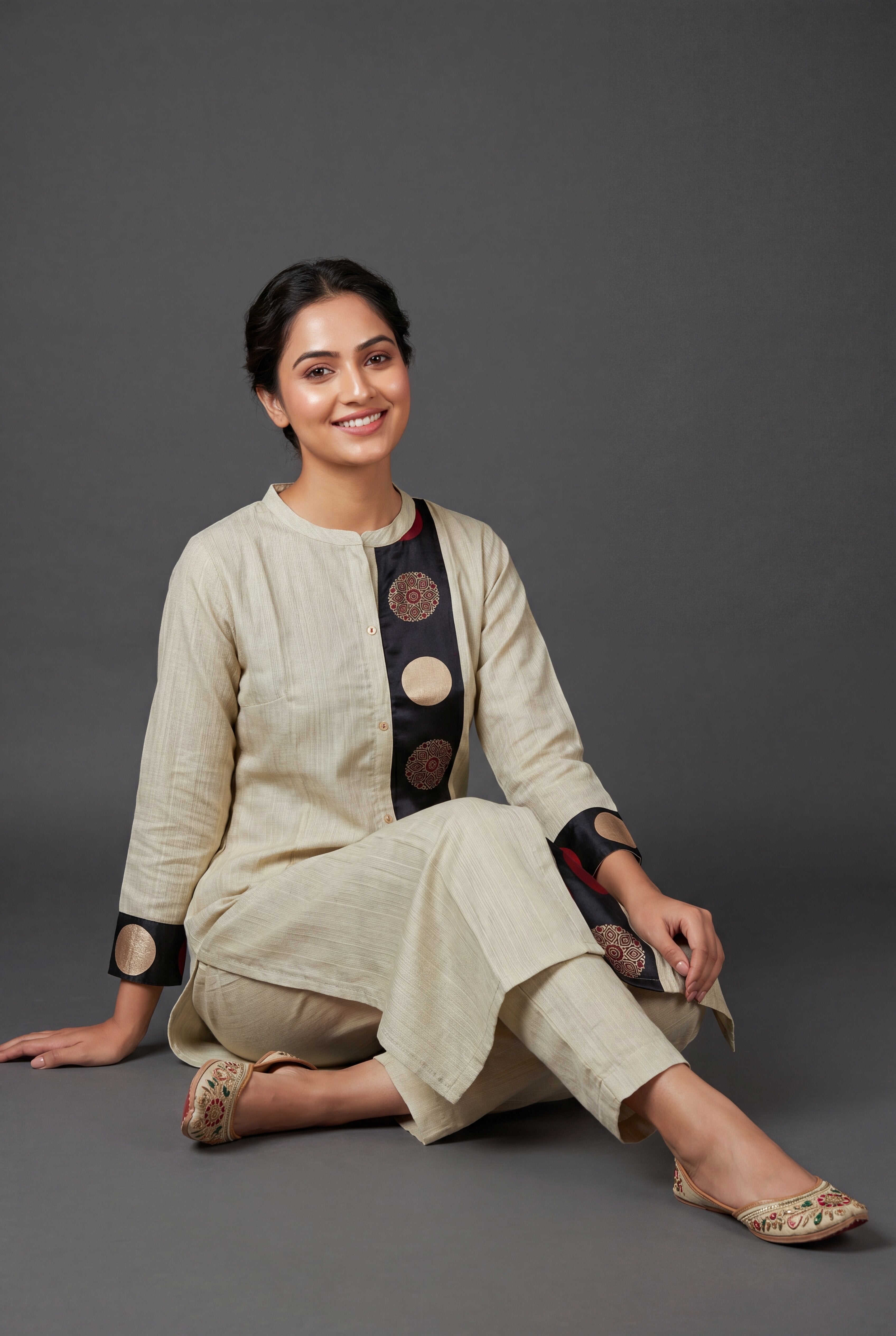 Beige Mayanka Kurti with Mandala Motifs