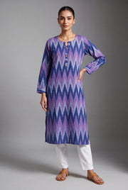 Lavender and Purple Ikat-Inspired Tarang Kurti