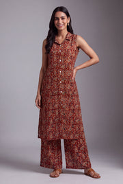 Rust Kalamkari inspired Amra Print Co-ord Set
