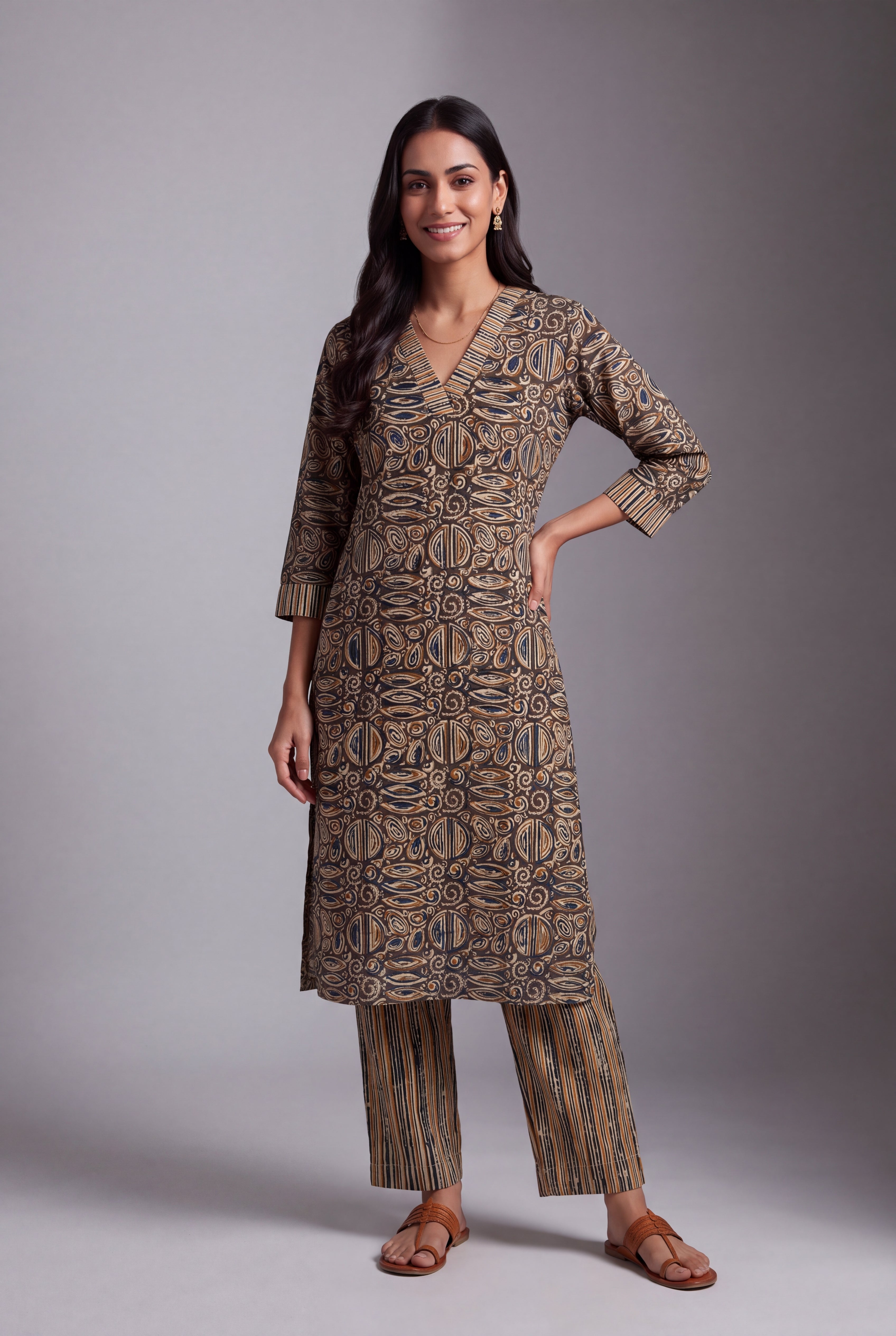 Olive Batik-Inspired Āvart-Print Co-ord Set