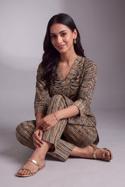 Olive Batik-Inspired Āvart-Print Co-ord Set