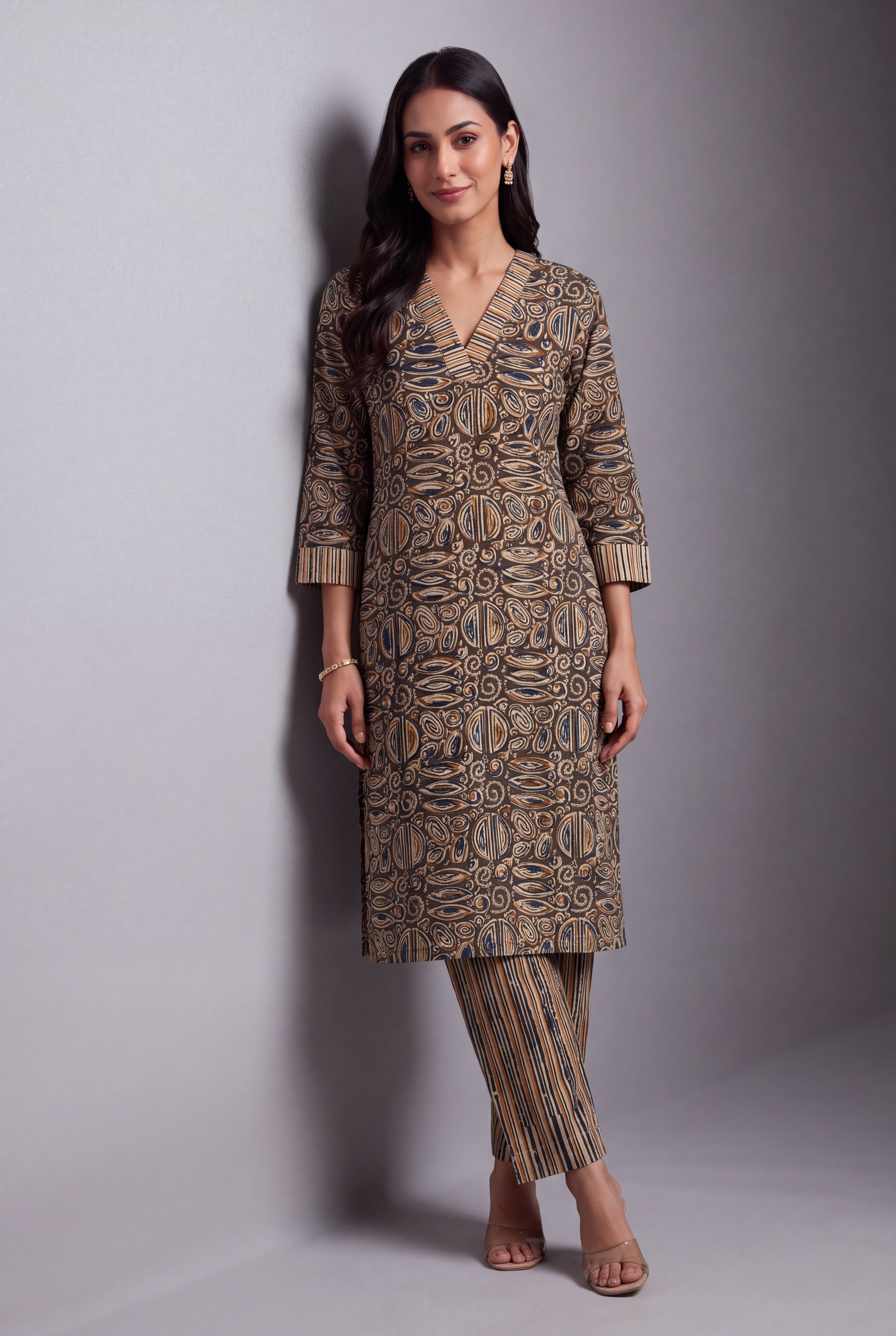 Olive Batik-Inspired Āvart-Print Co-ord Set
