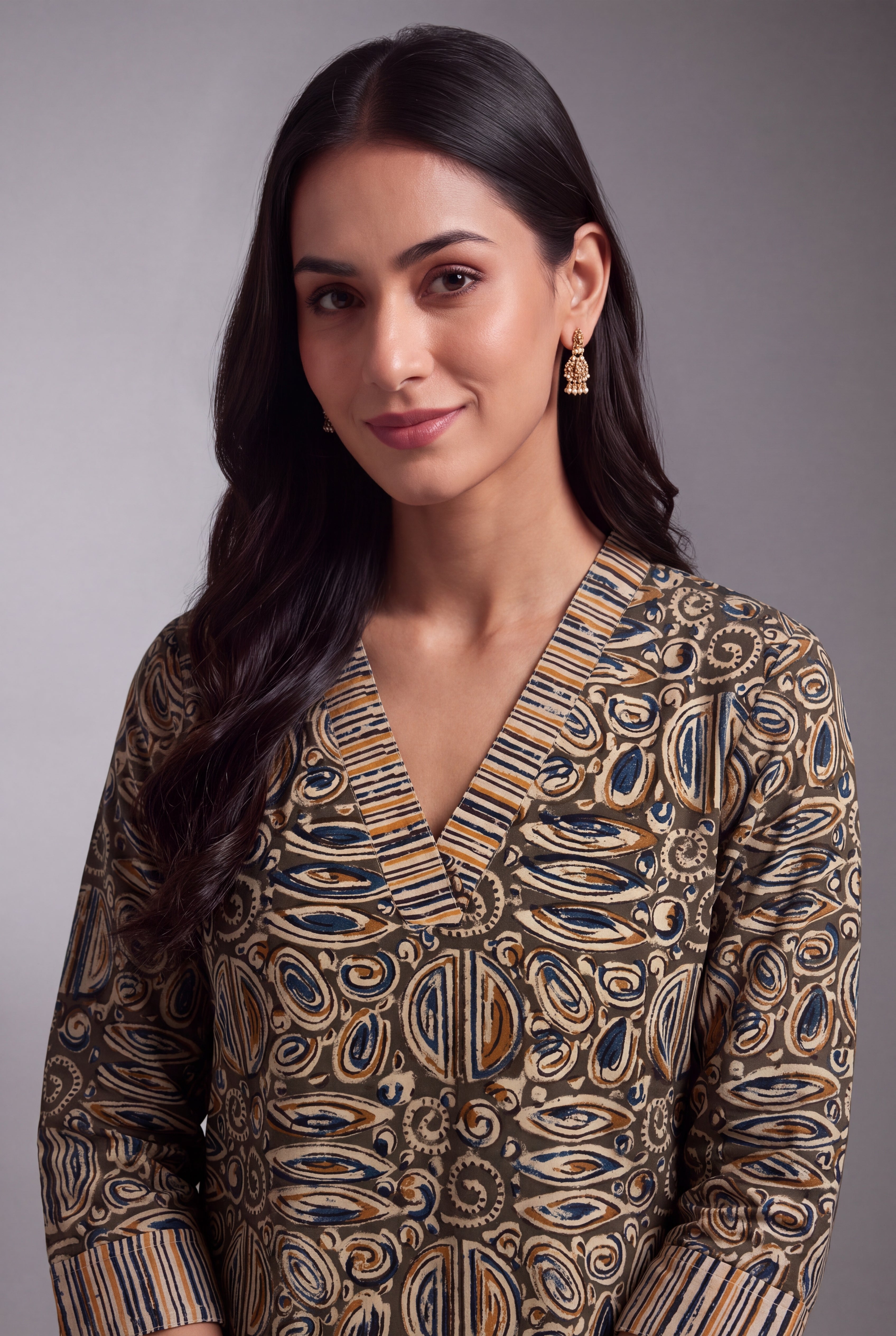 Olive Batik-Inspired Āvart-Print Co-ord Set