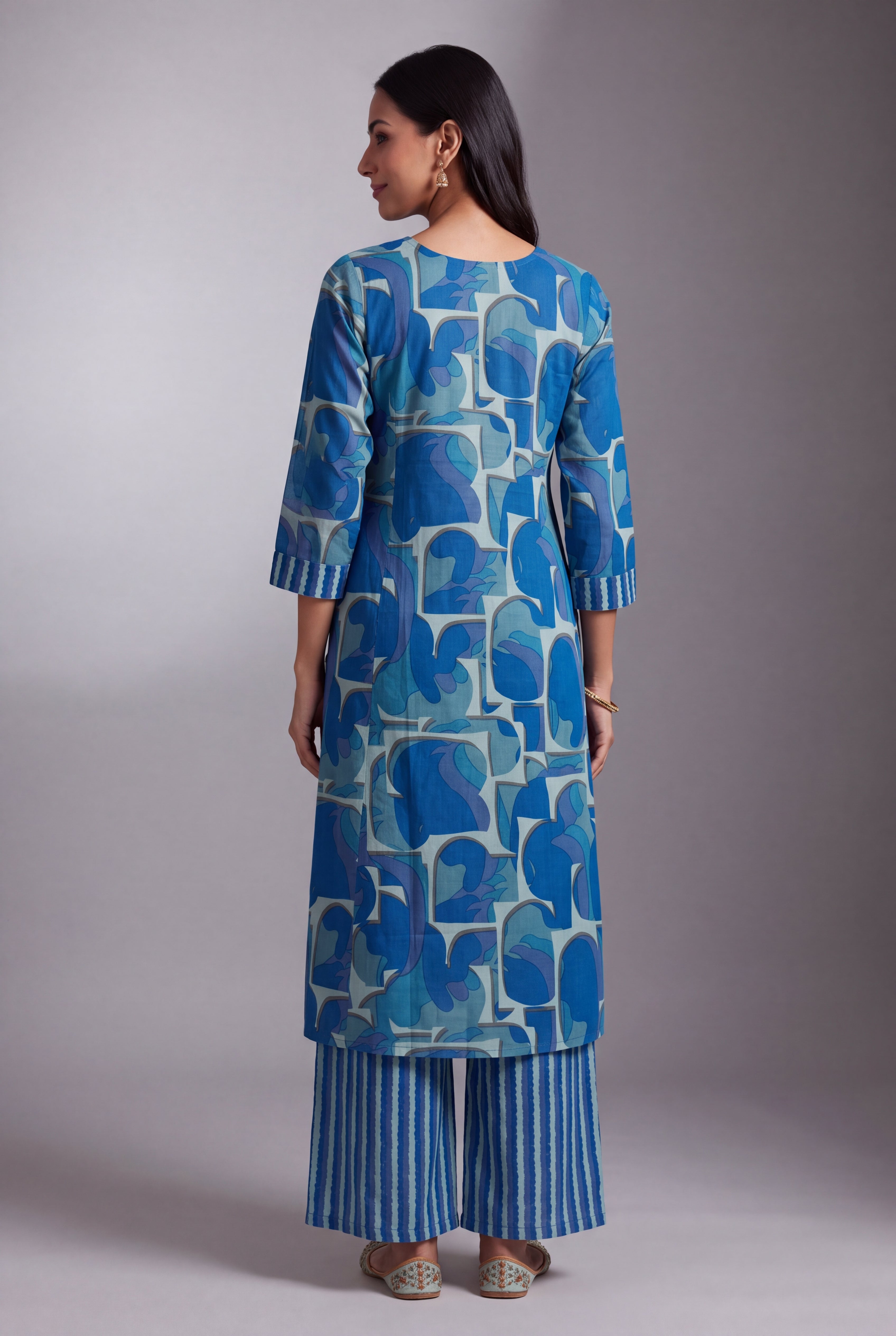 Aqua Taraṅga A-Line Co-ord Set with Striped Palazzo pants