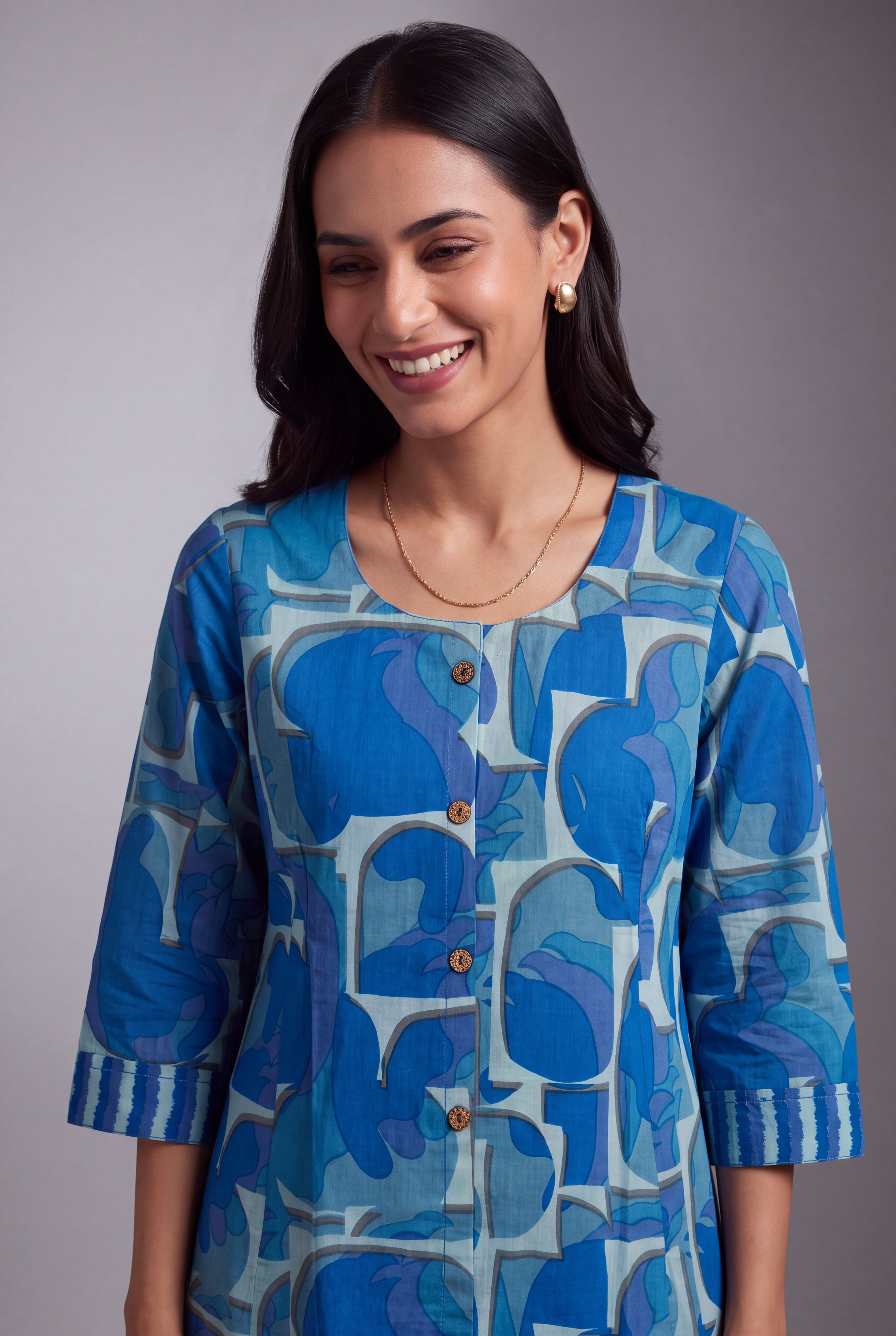 Aqua Taraṅga A-Line Co-ord Set with Striped Palazzo pants