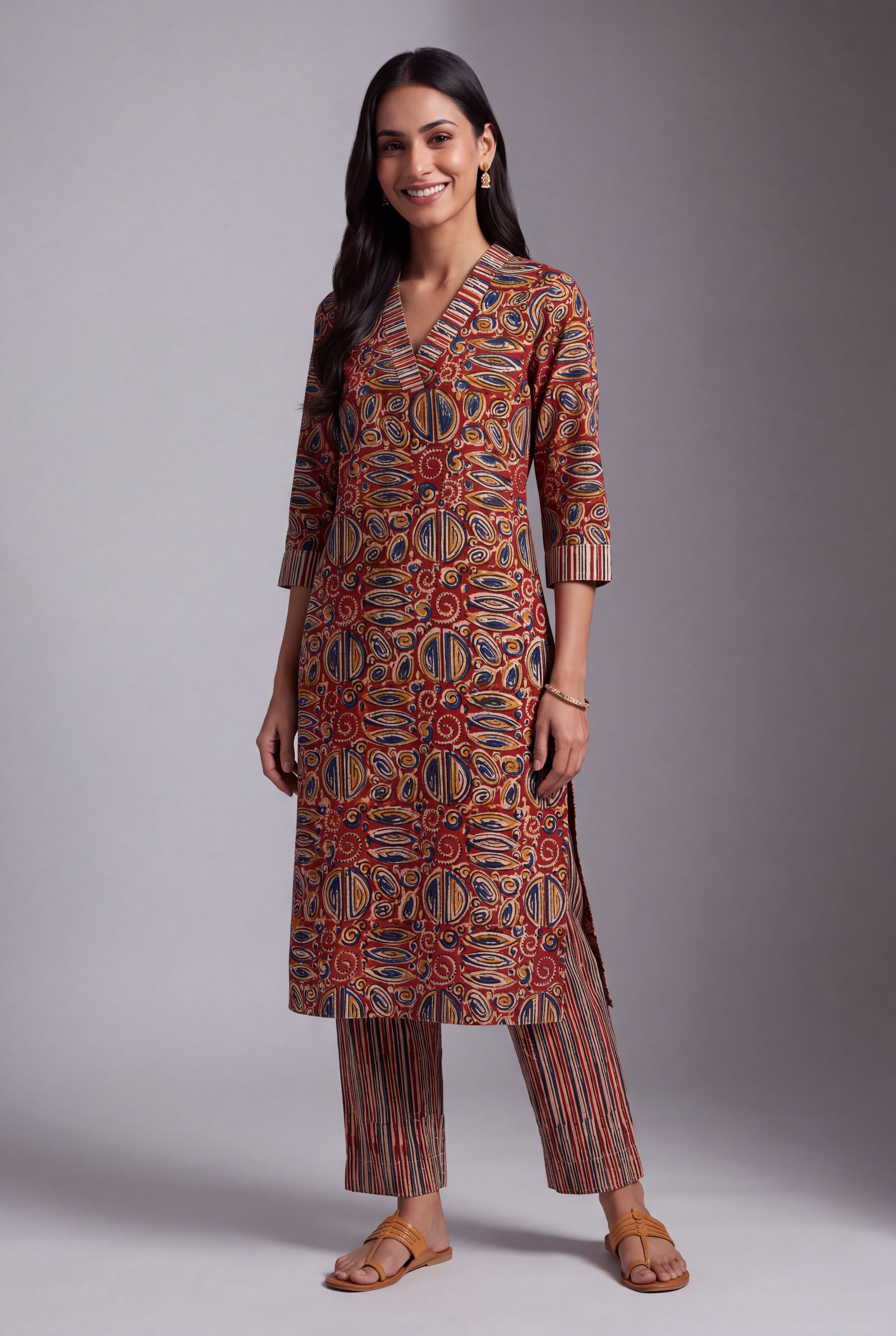 Rust Kuṇḍala Spiral Batik-Print Co-ord Set