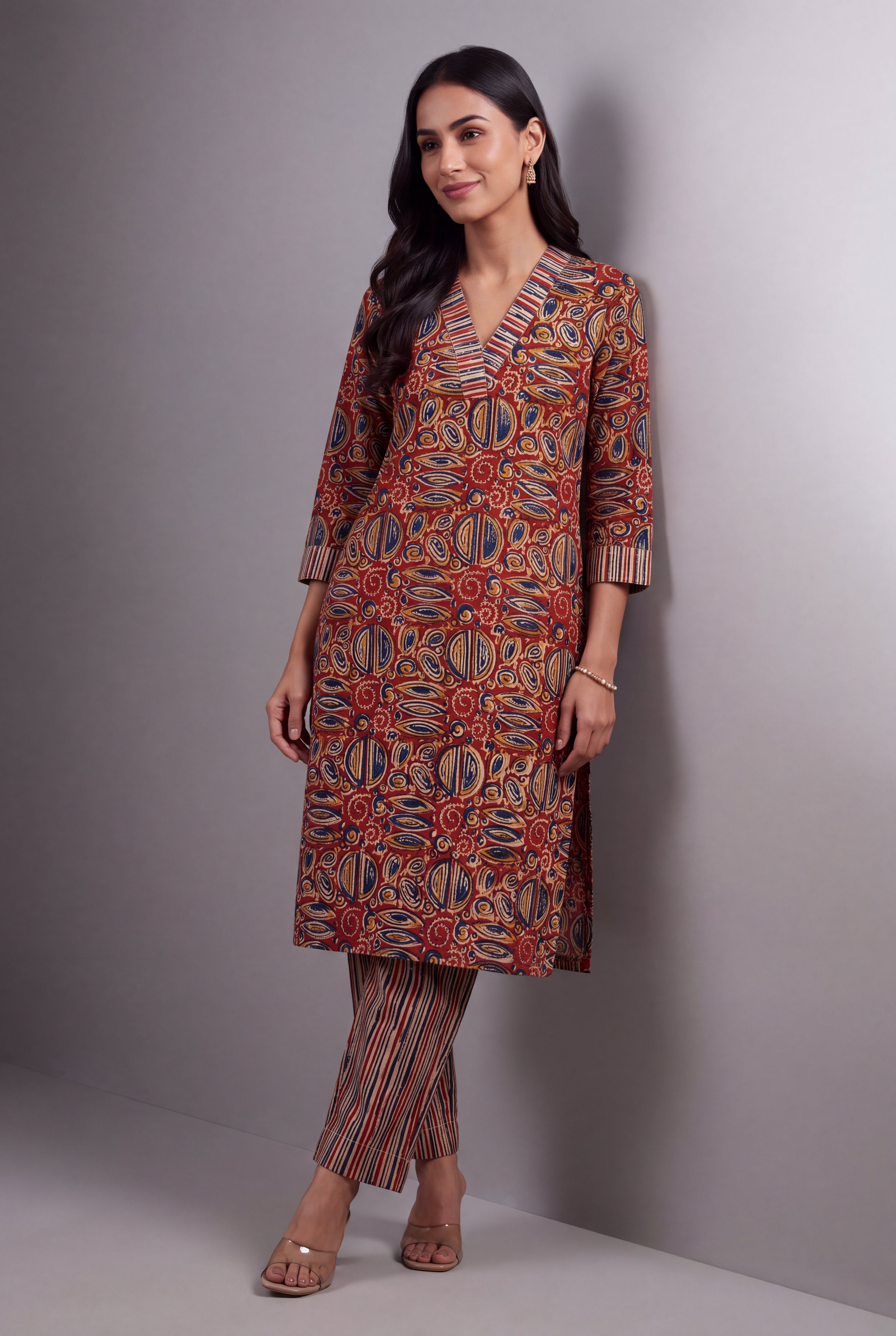 Rust Kuṇḍala Spiral Batik-Print Co-ord Set
