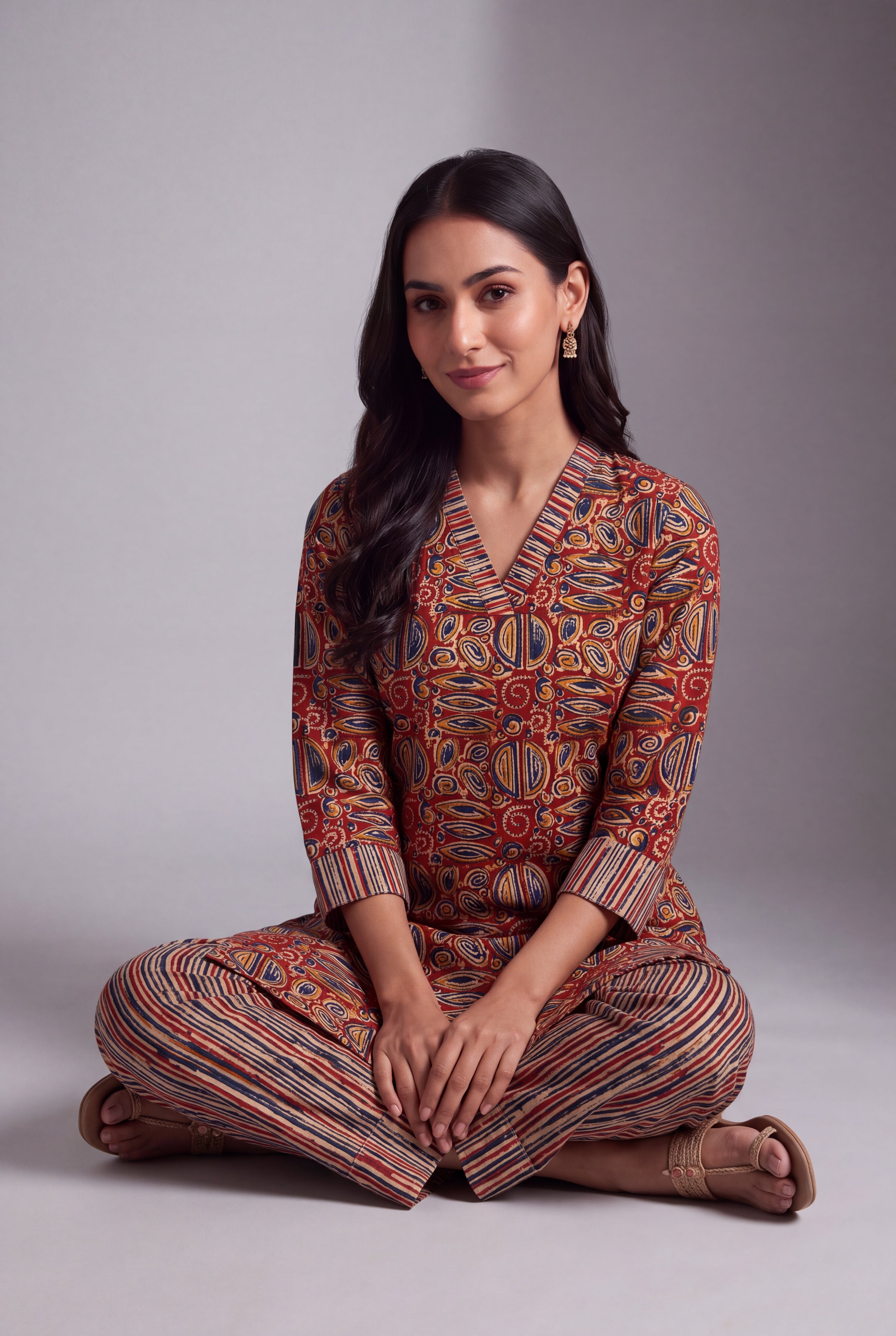 Rust Kuṇḍala Spiral Batik-Print Co-ord Set