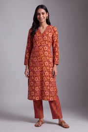 Cherry Red Kuṇḍala Spiral Batik-Print Co-ord Set
