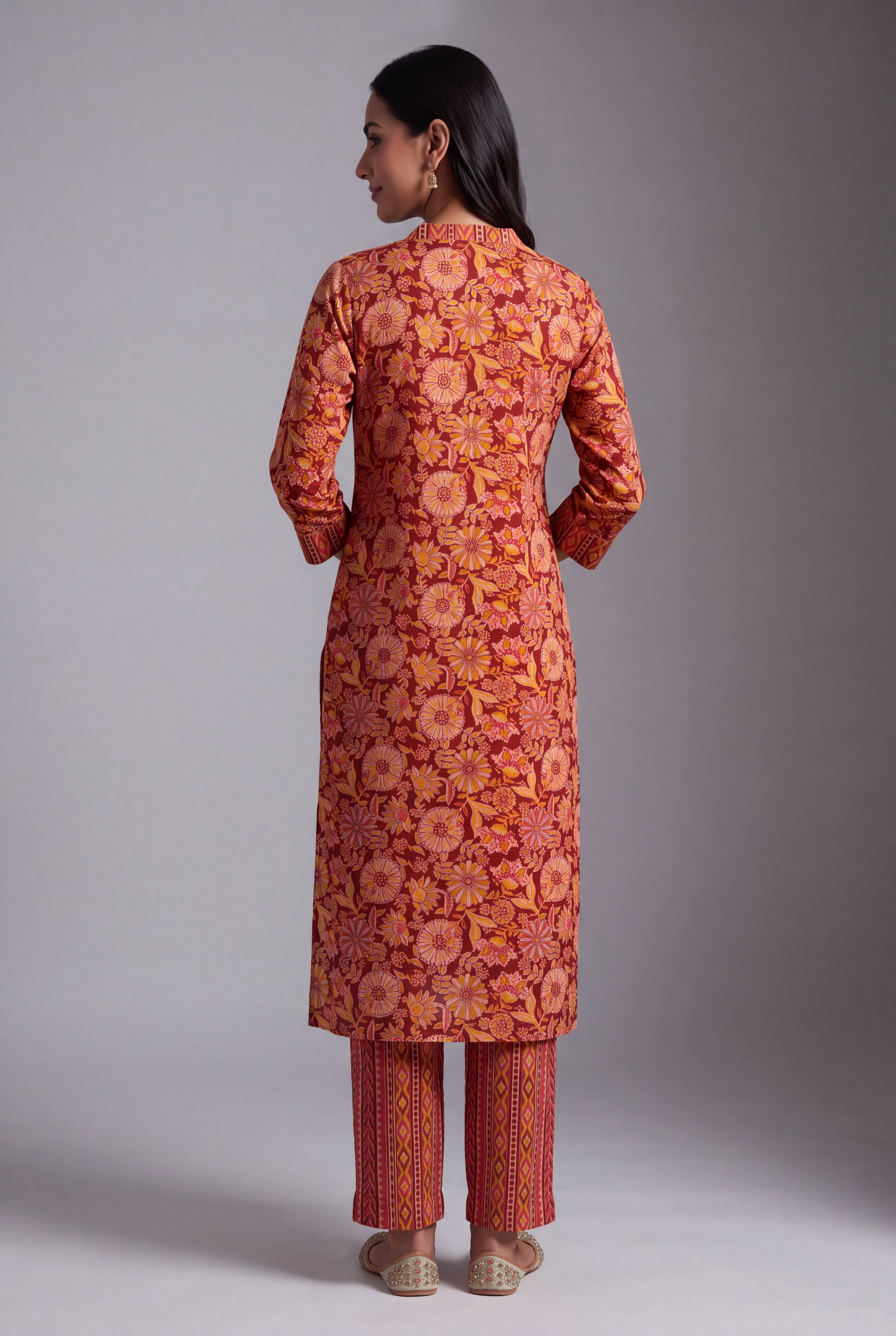 Cherry Red Kuṇḍala Spiral Batik-Print Co-ord Set