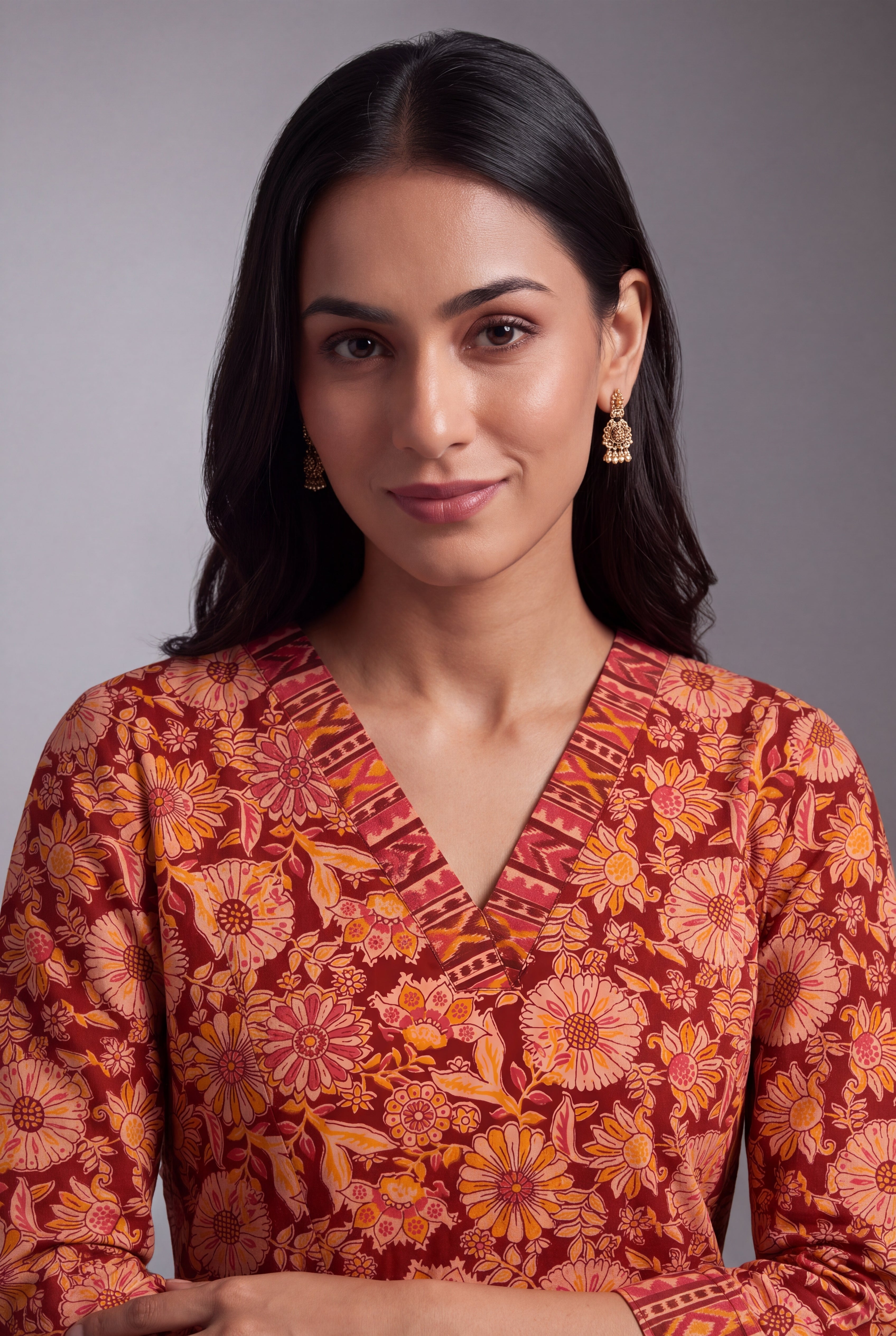 Cherry Red Kuṇḍala Spiral Batik-Print Co-ord Set