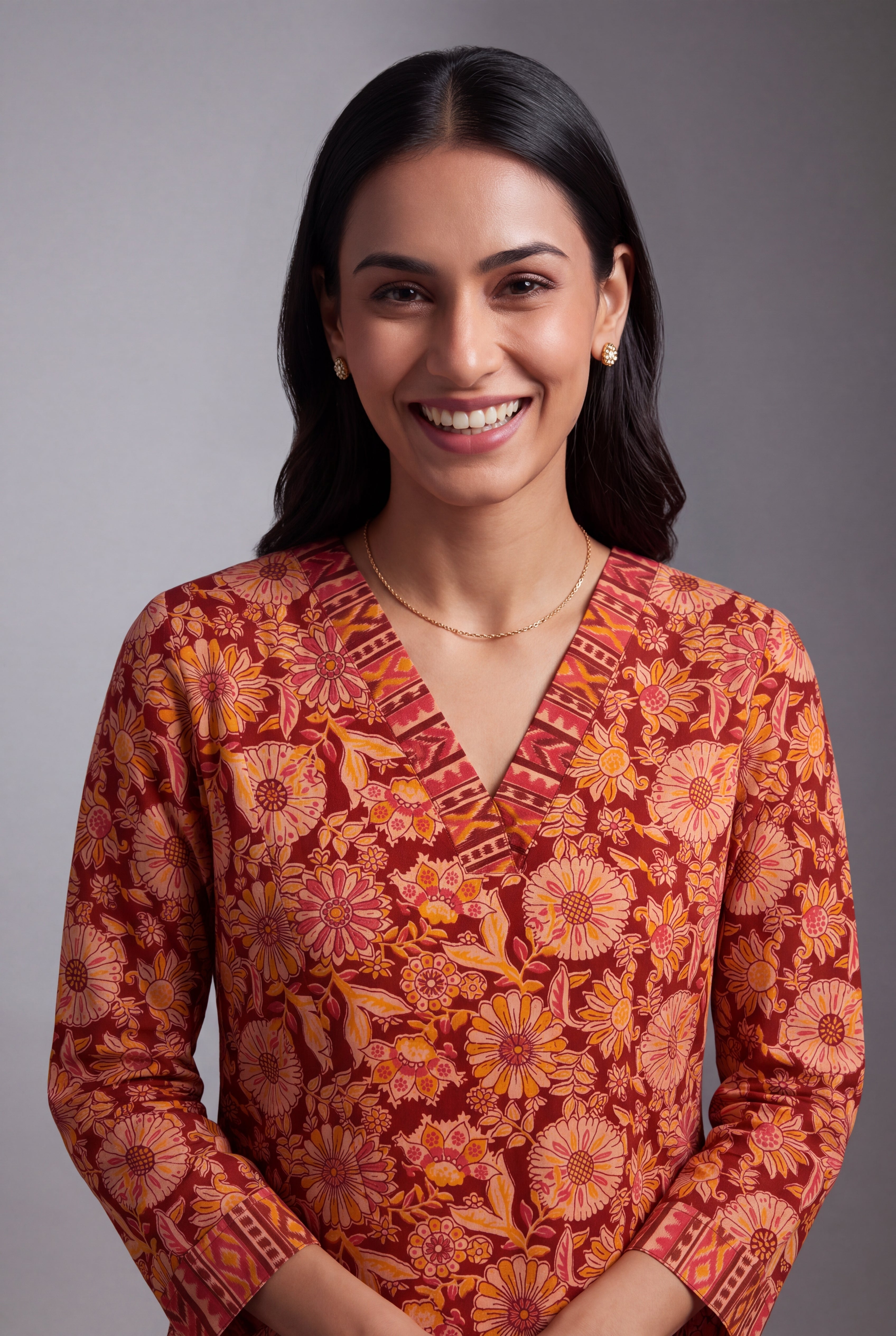 Cherry Red Kuṇḍala Spiral Batik-Print Co-ord Set