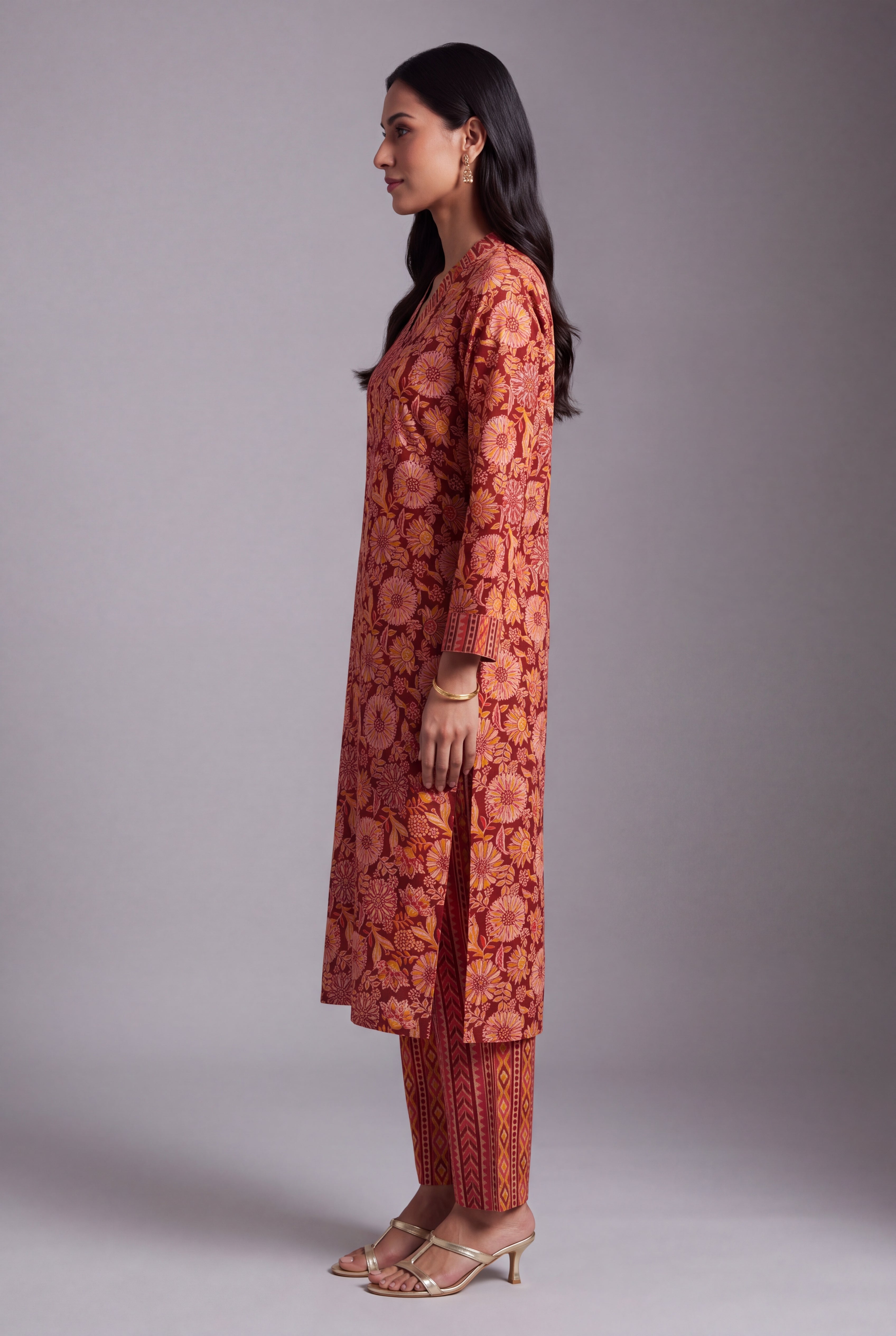 Cherry Red Kuṇḍala Spiral Batik-Print Co-ord Set