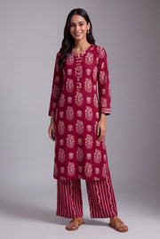 Rani Pink Latā Co-ord Set with Mandarin collar