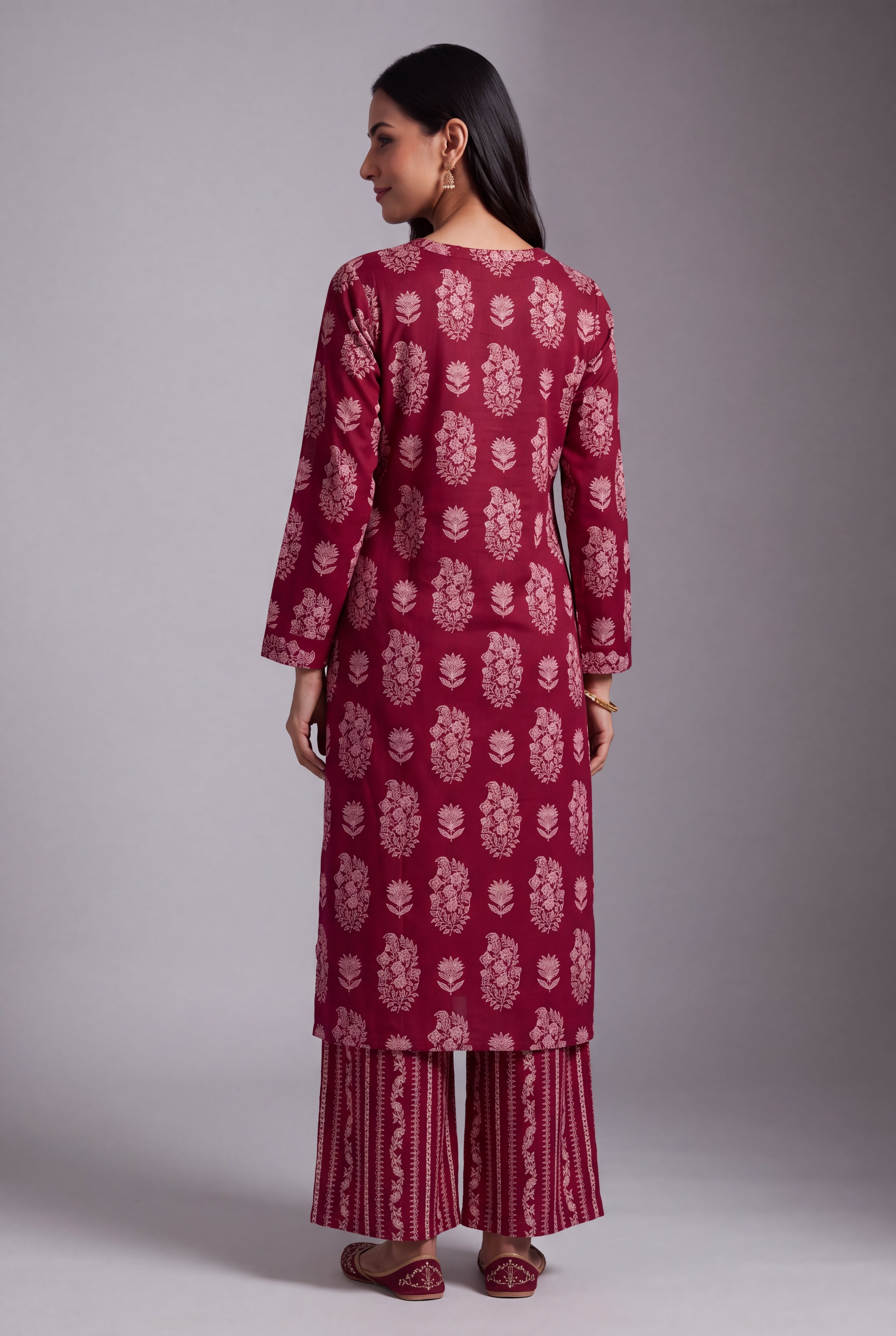 Rani Pink Latā Co-ord Set with Mandarin collar