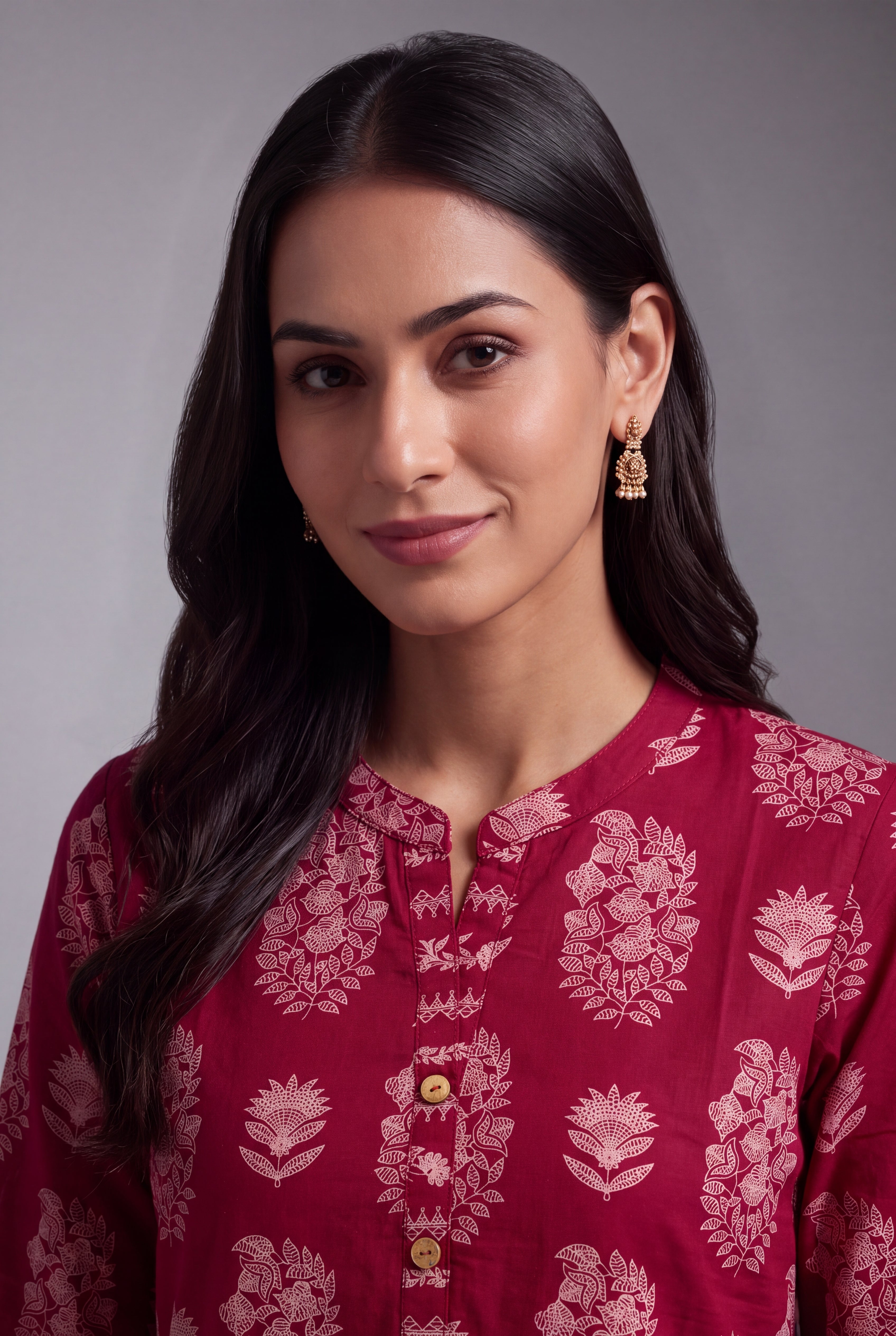 Rani Pink Latā Co-ord Set with Mandarin collar