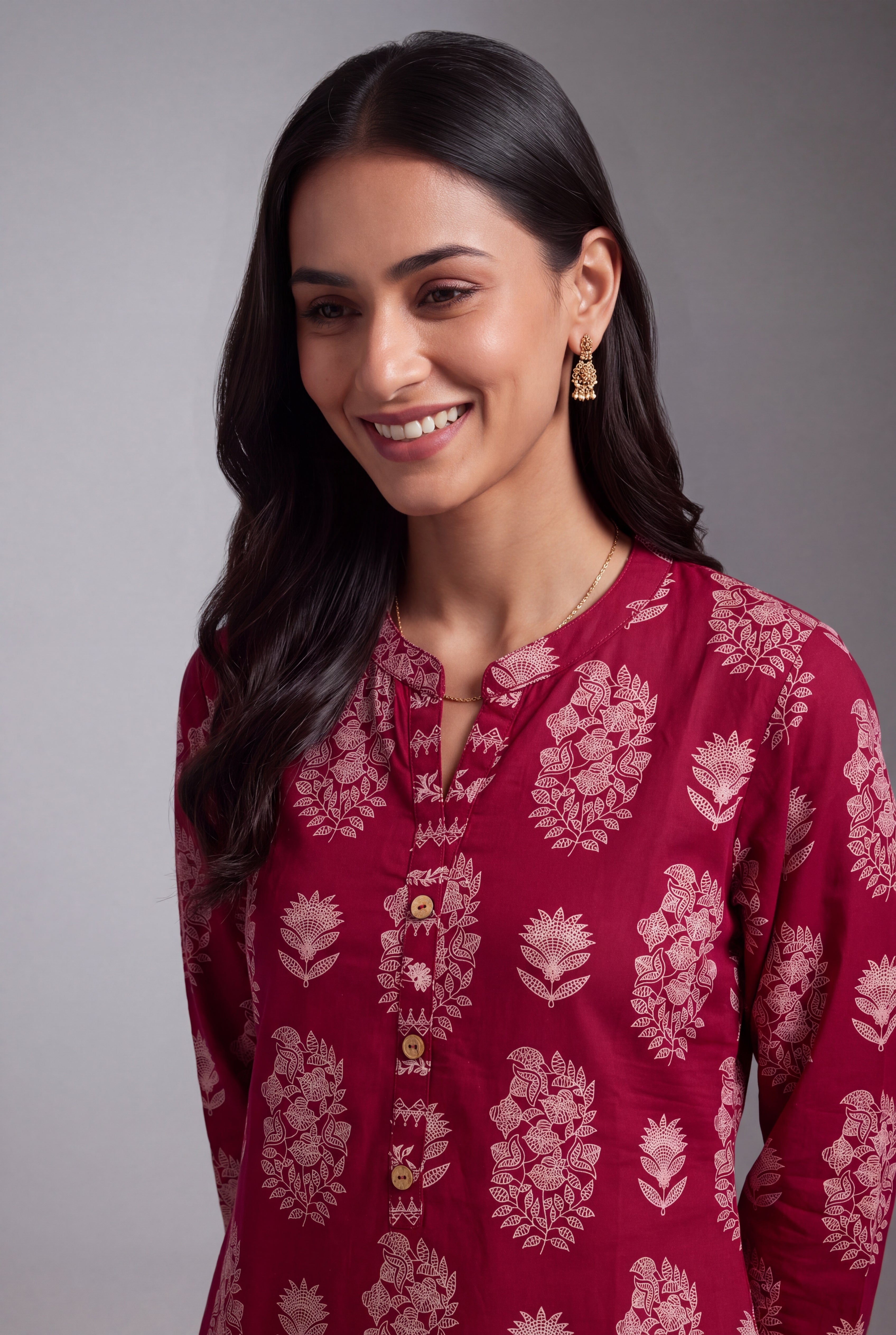 Rani Pink Latā Co-ord Set with Mandarin collar