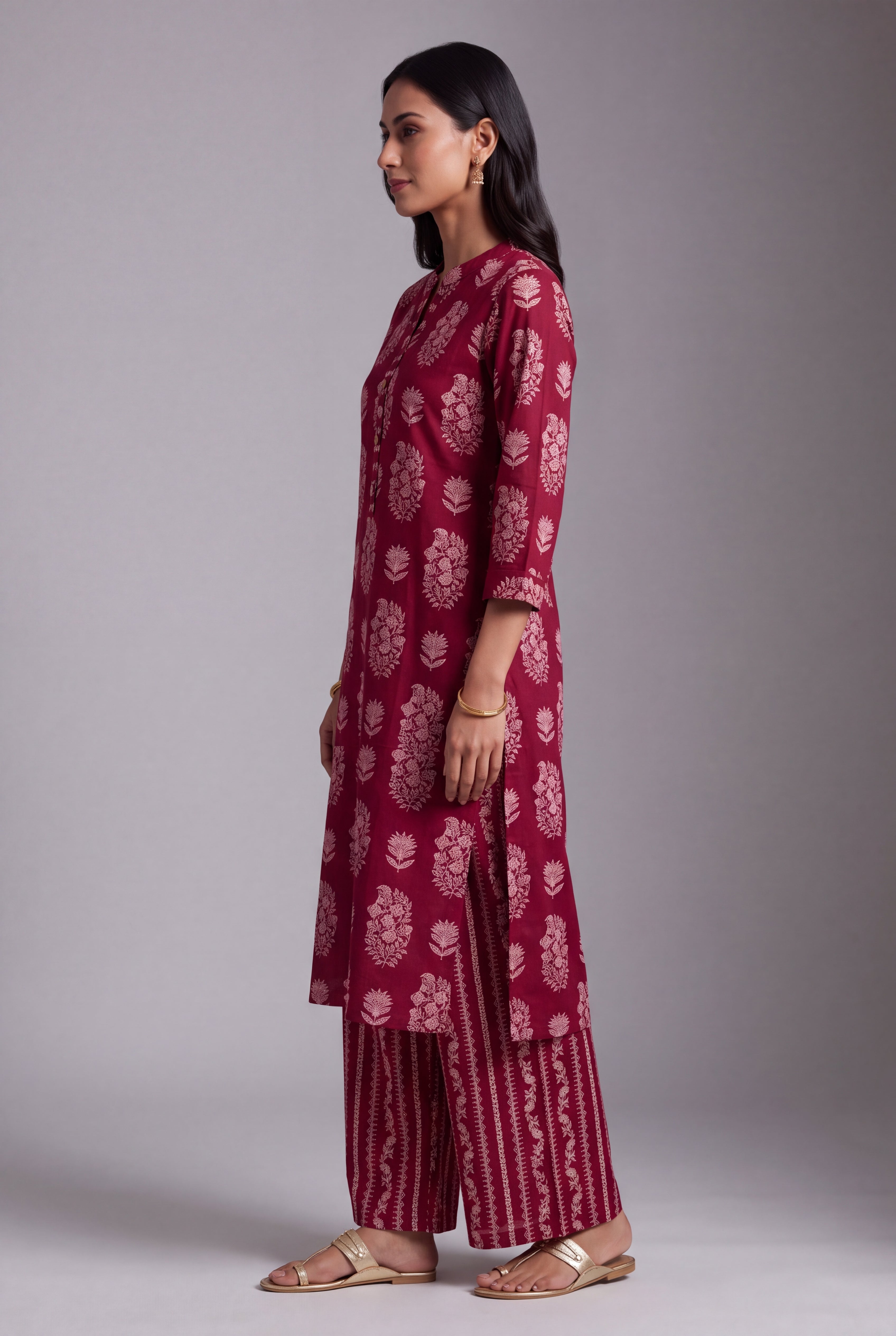Rani Pink Latā Co-ord Set with Mandarin collar