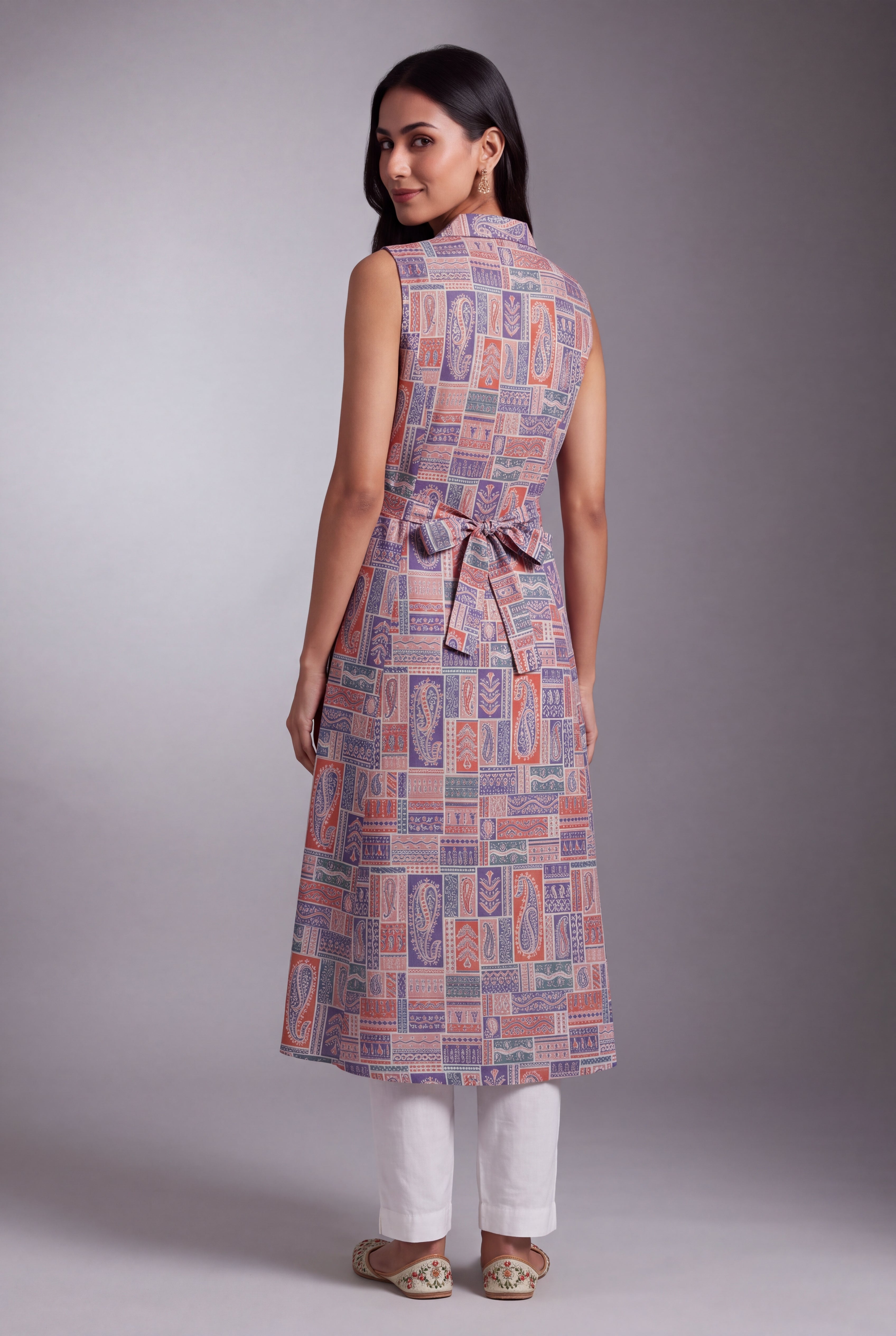 Lavender and Pink Varṇita A-Line Kurti