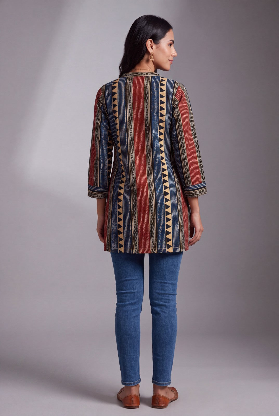Pure Cotton Neel Jaali Short Kurti with Mandarin collar