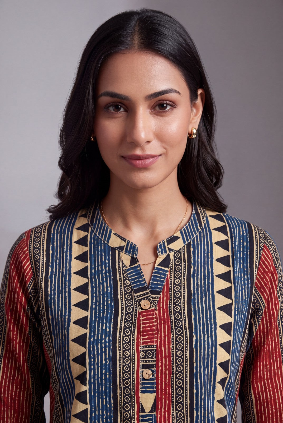 Pure Cotton Neel Jaali Short Kurti with Mandarin collar