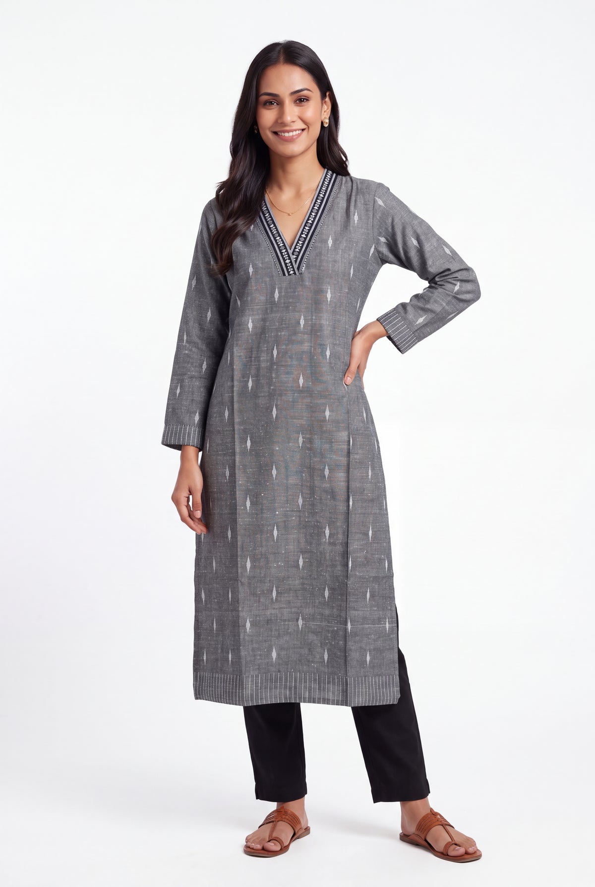 Cloudy Grey Cotton Megha Rekhā Kurti
