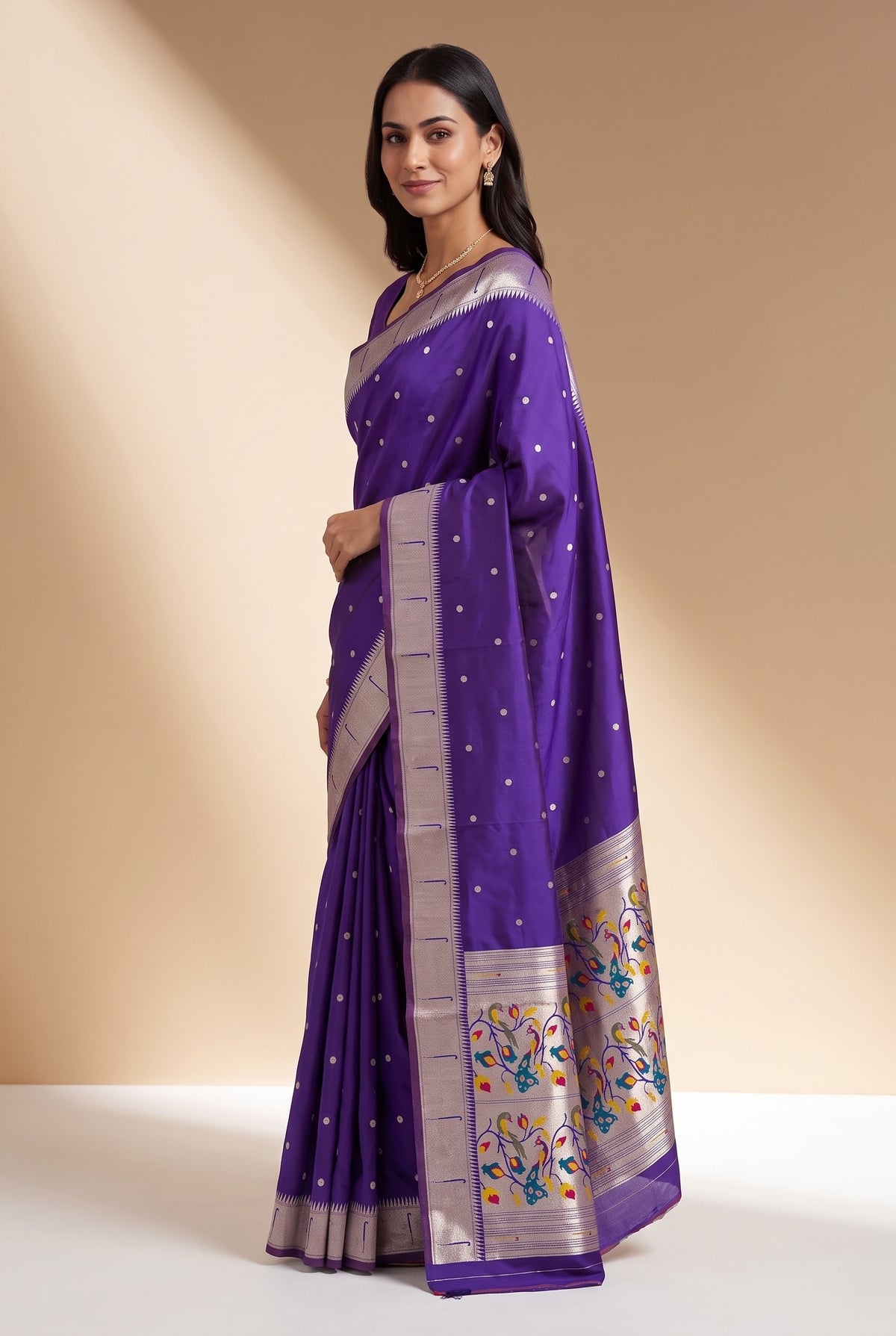 Royal Purple Apurva Silk Paithani Saree with Chitrakusuma Pallu and Munya border