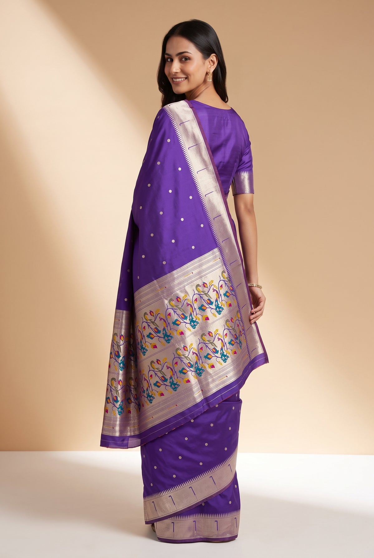 Royal Purple Apurva Silk Paithani Saree with Chitrakusuma Pallu and Munya border