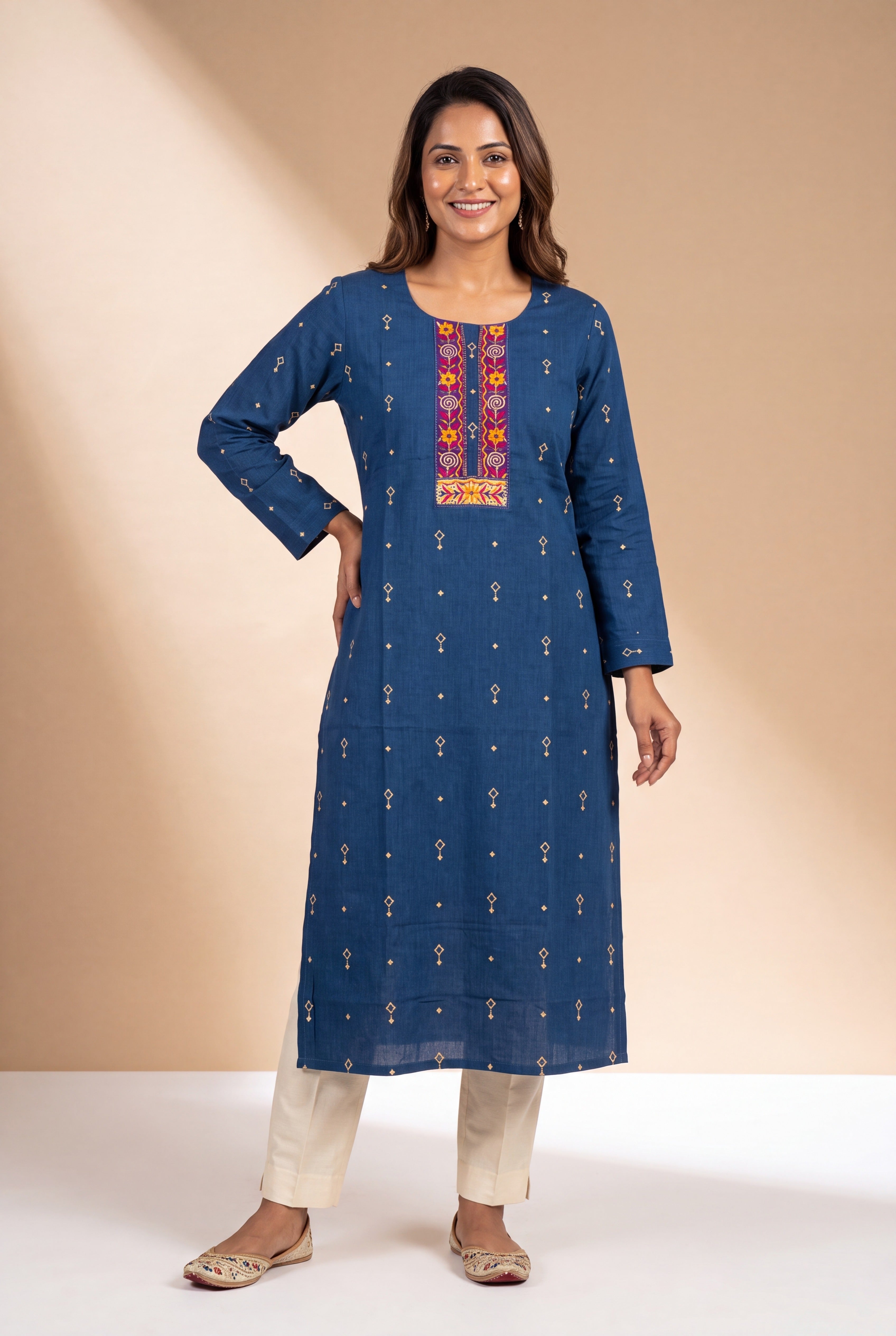 Indigo Blue Kurti with Sumana threadwork