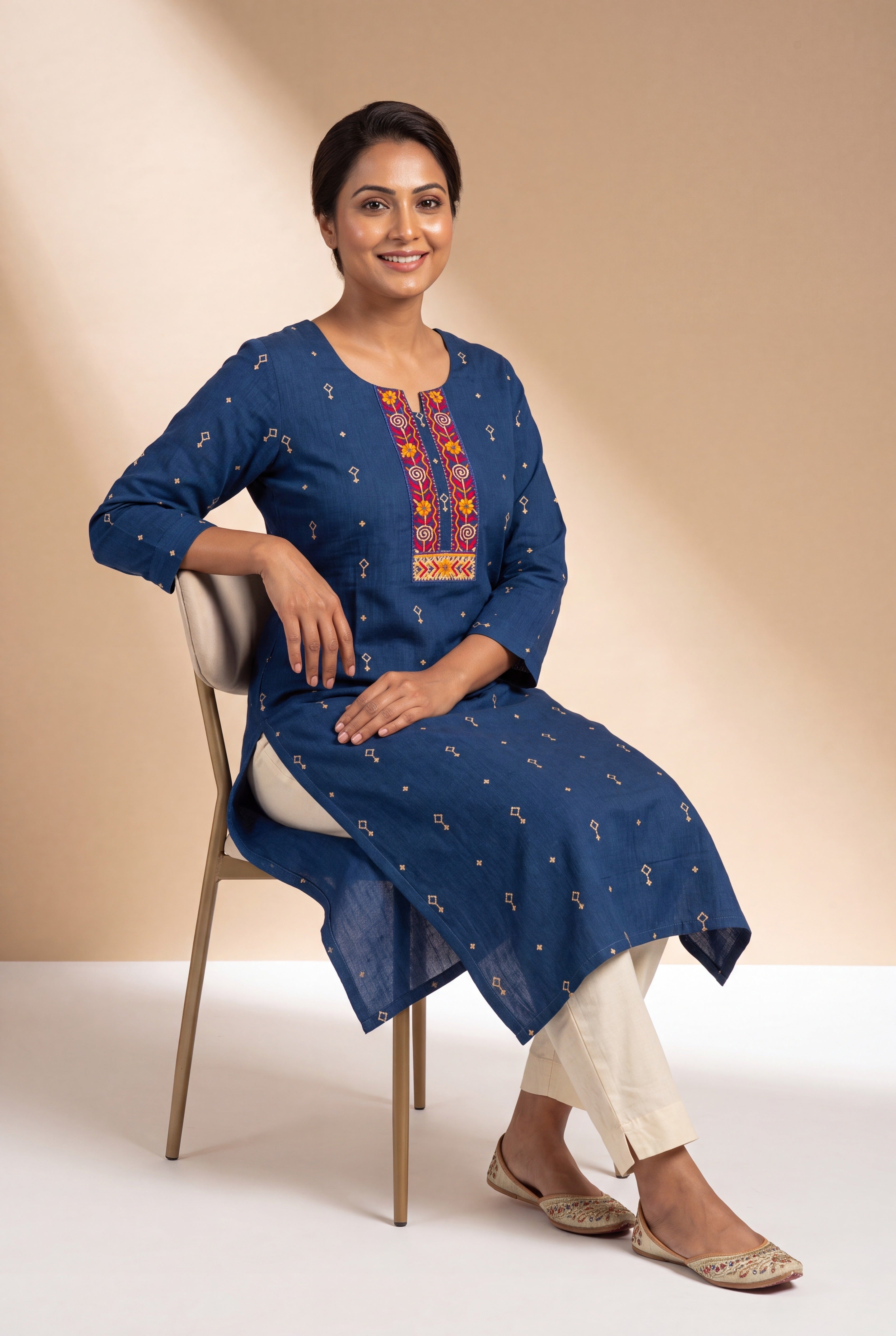 Indigo Blue Kurti with Sumana threadwork