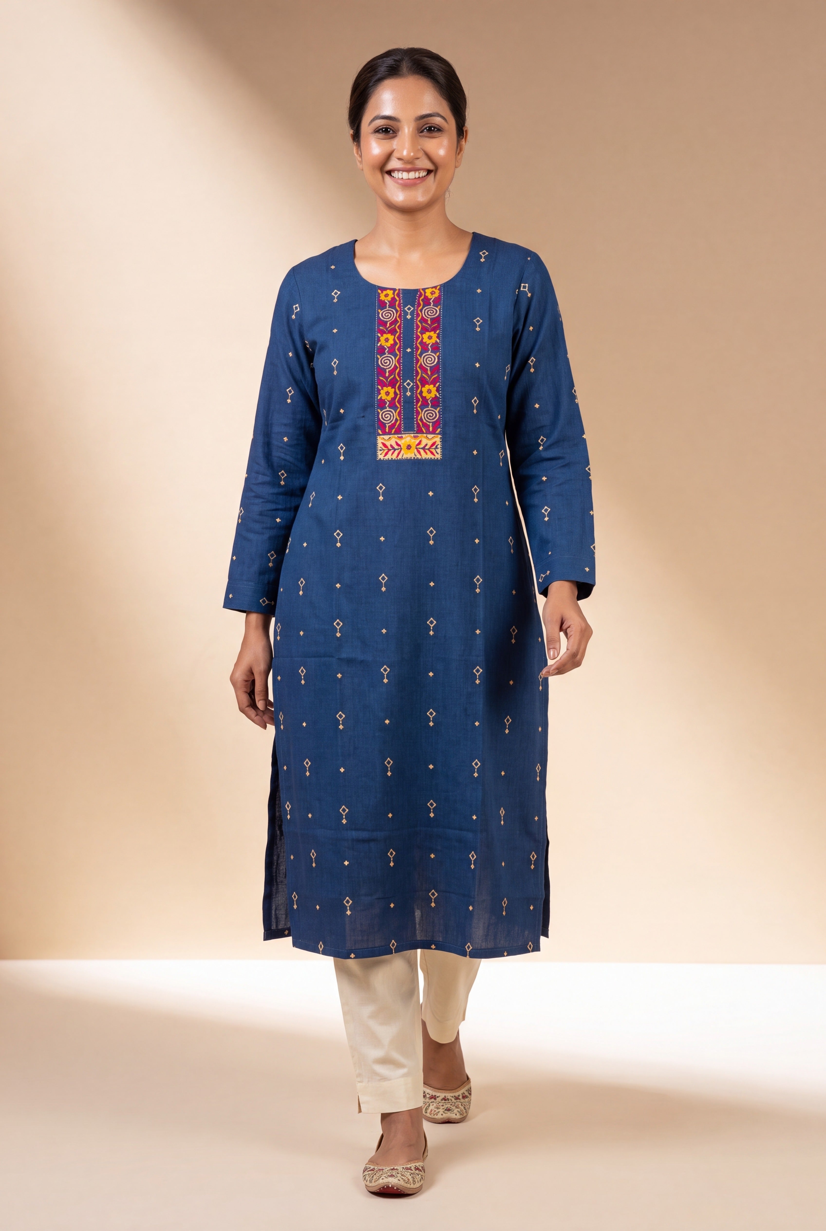 Indigo Blue Kurti with Sumana threadwork