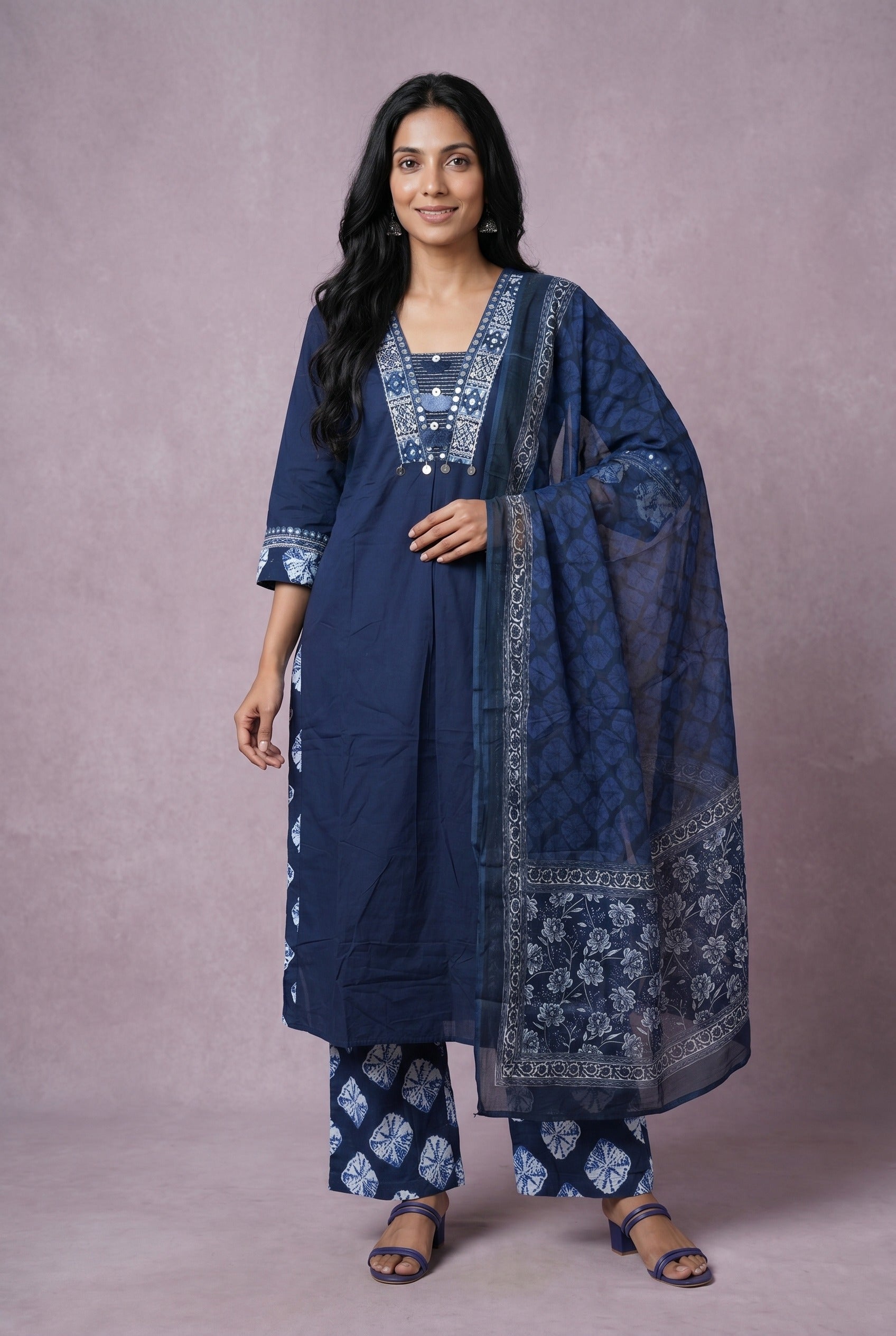 Indigo Mandara Cotton Salwar Kameez