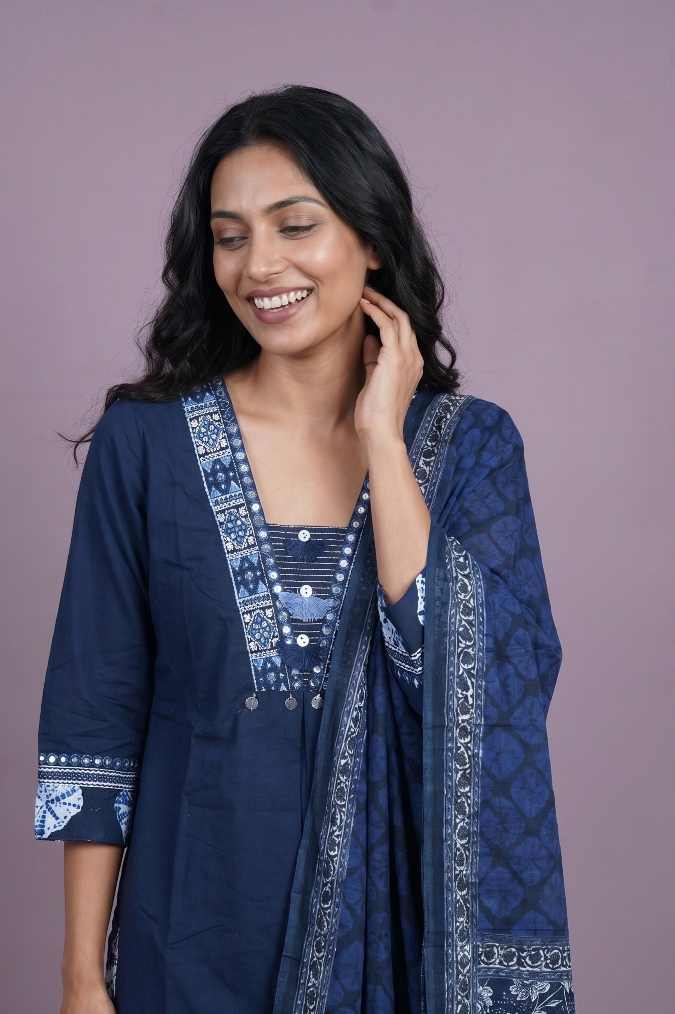 Indigo Mandara Cotton Salwar Kameez