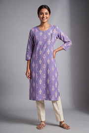 Lavender Ikkat Angarkha Kurti