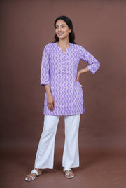 Lavender Leher Short Kurti