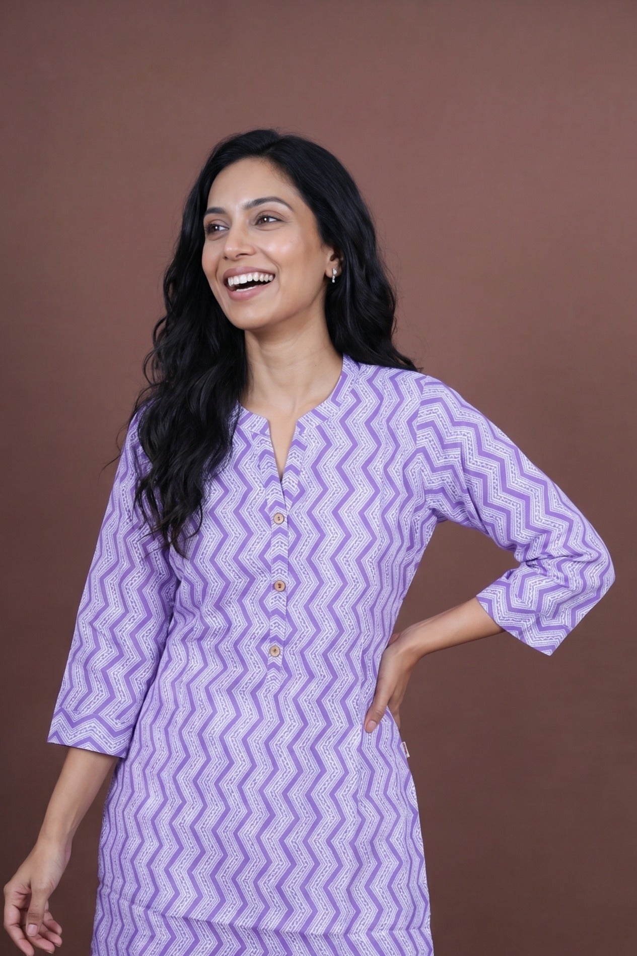 Lavender Leher Short Kurti