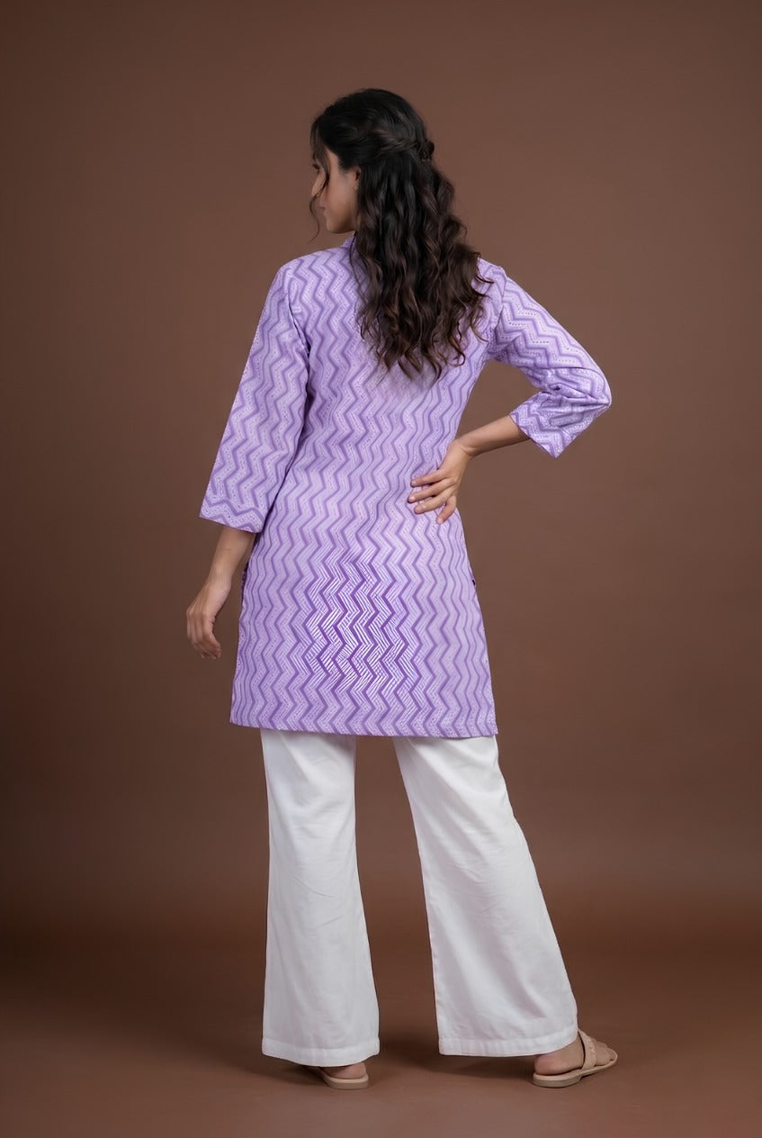 Lavender Leher Short Kurti