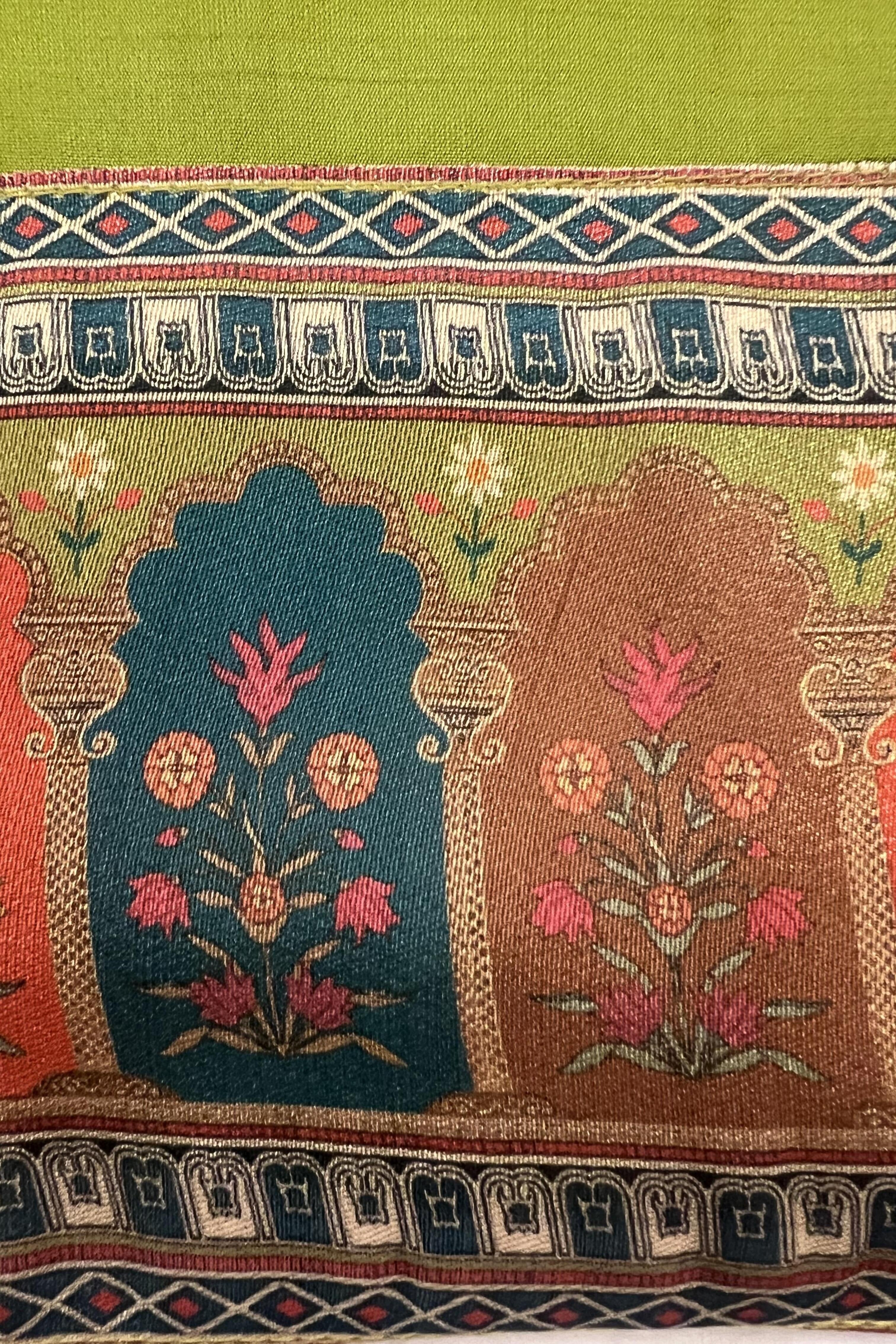 Lime Green Carumatī Kurti with Floral Tissue Print