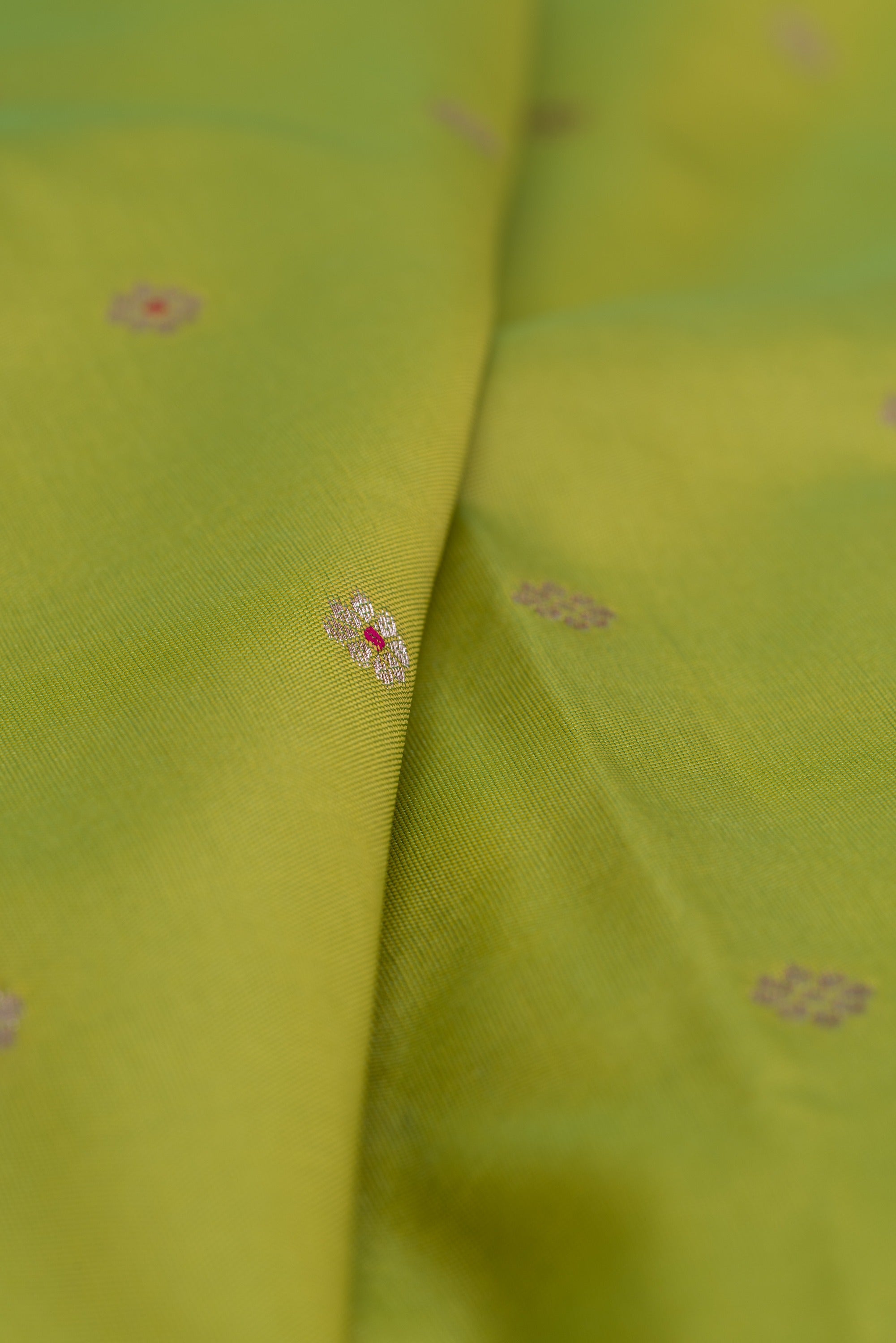 Lime Green Katan Silk Paithani Saree with Multicolour Munya border and Śuka-Mayūra Pallu
