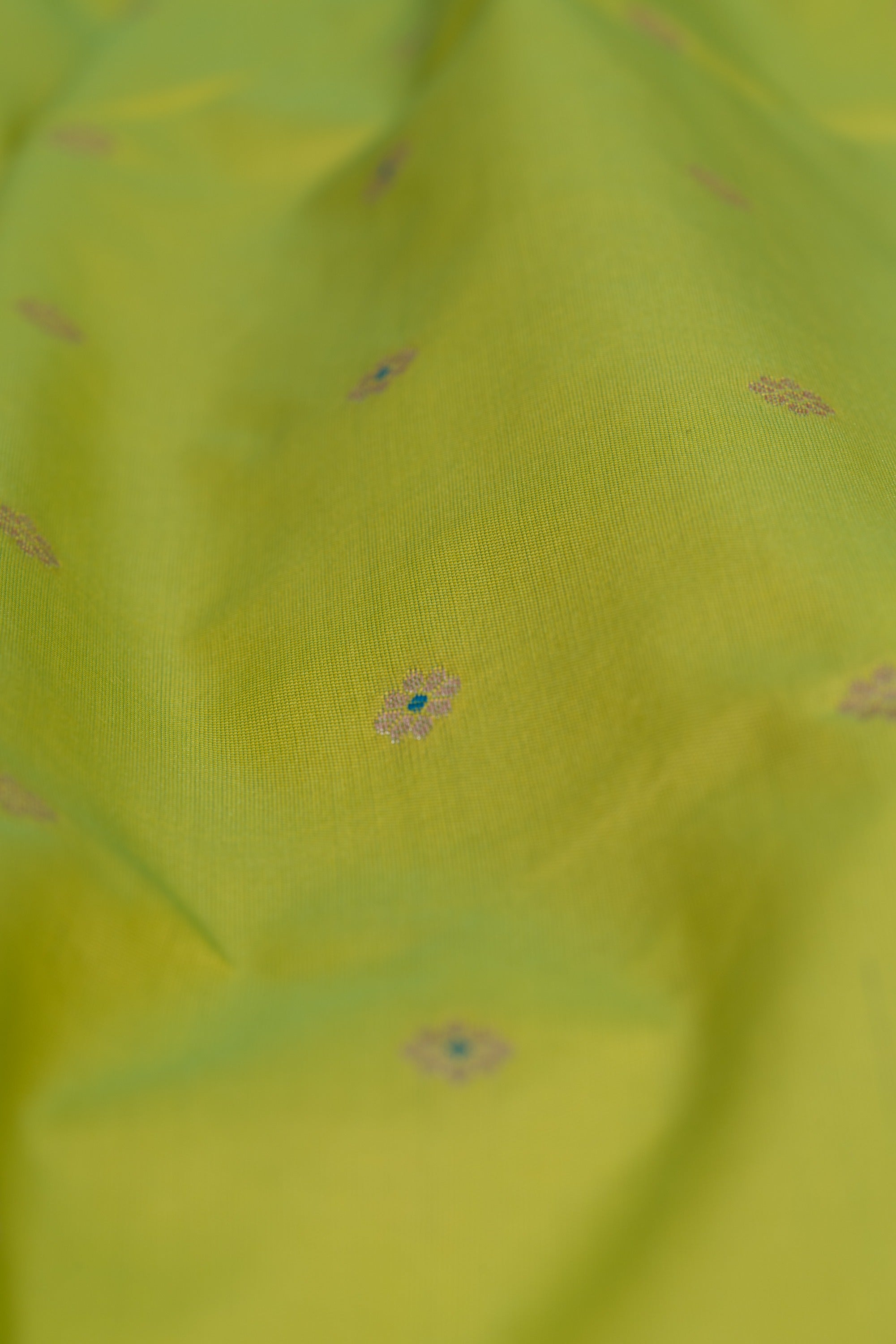 Lime Green Katan Silk Paithani Saree with Multicolour Munya border and Śuka-Mayūra Pallu