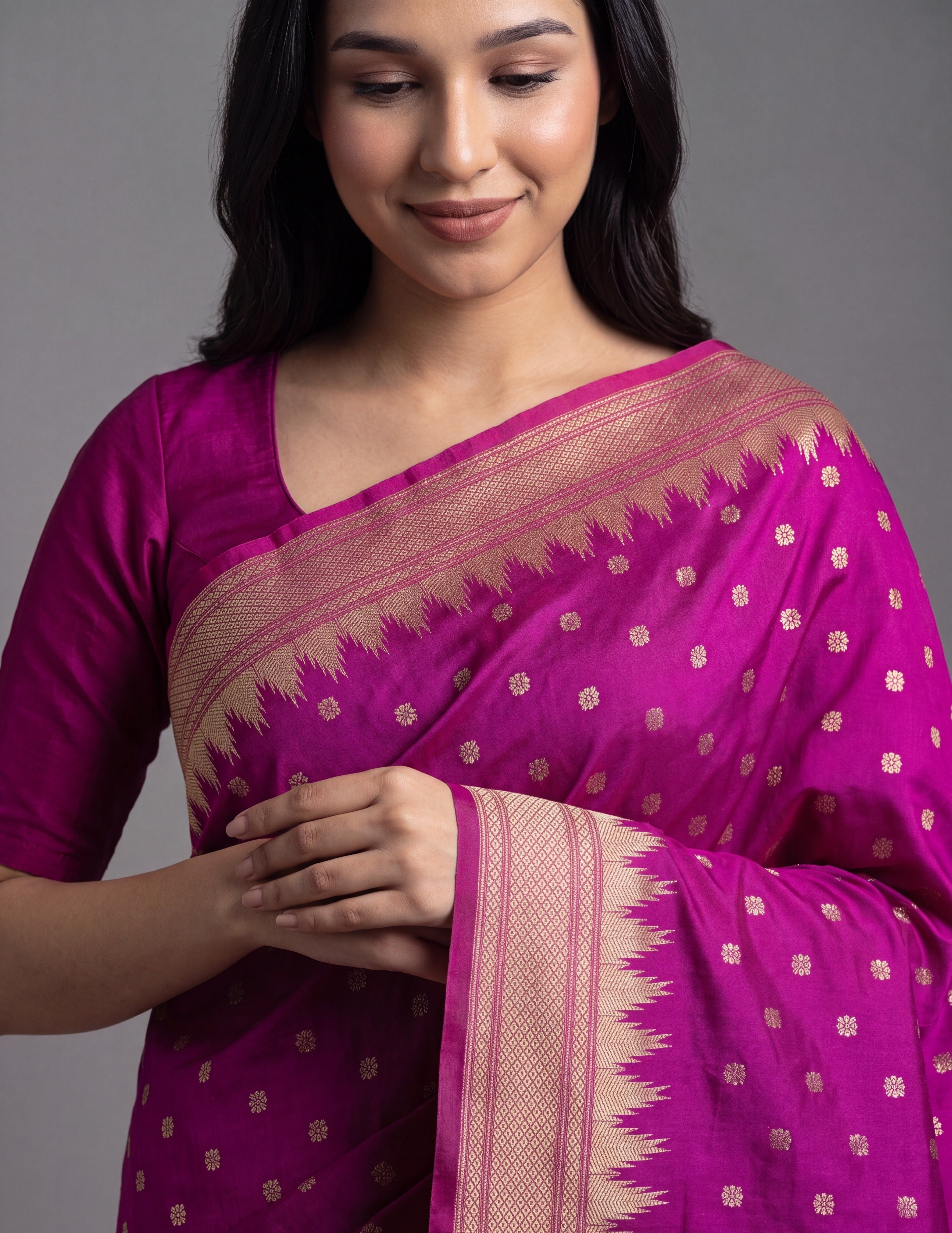 Magenta Katan Silk Paithani Saree with Irkal border