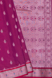 Magenta Pink Soft Silk Paithani Saree with Copper Mennakari Mor Butti