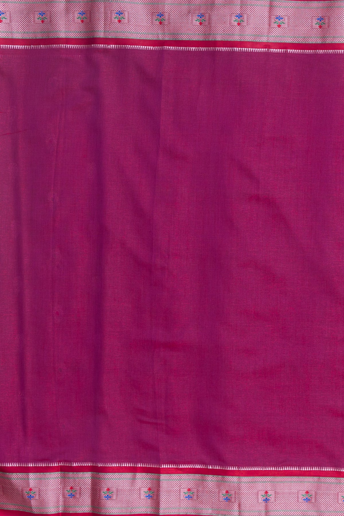 Magenta Pink Soft Silk Paithani Saree with Copper Mennakari Mor Butti