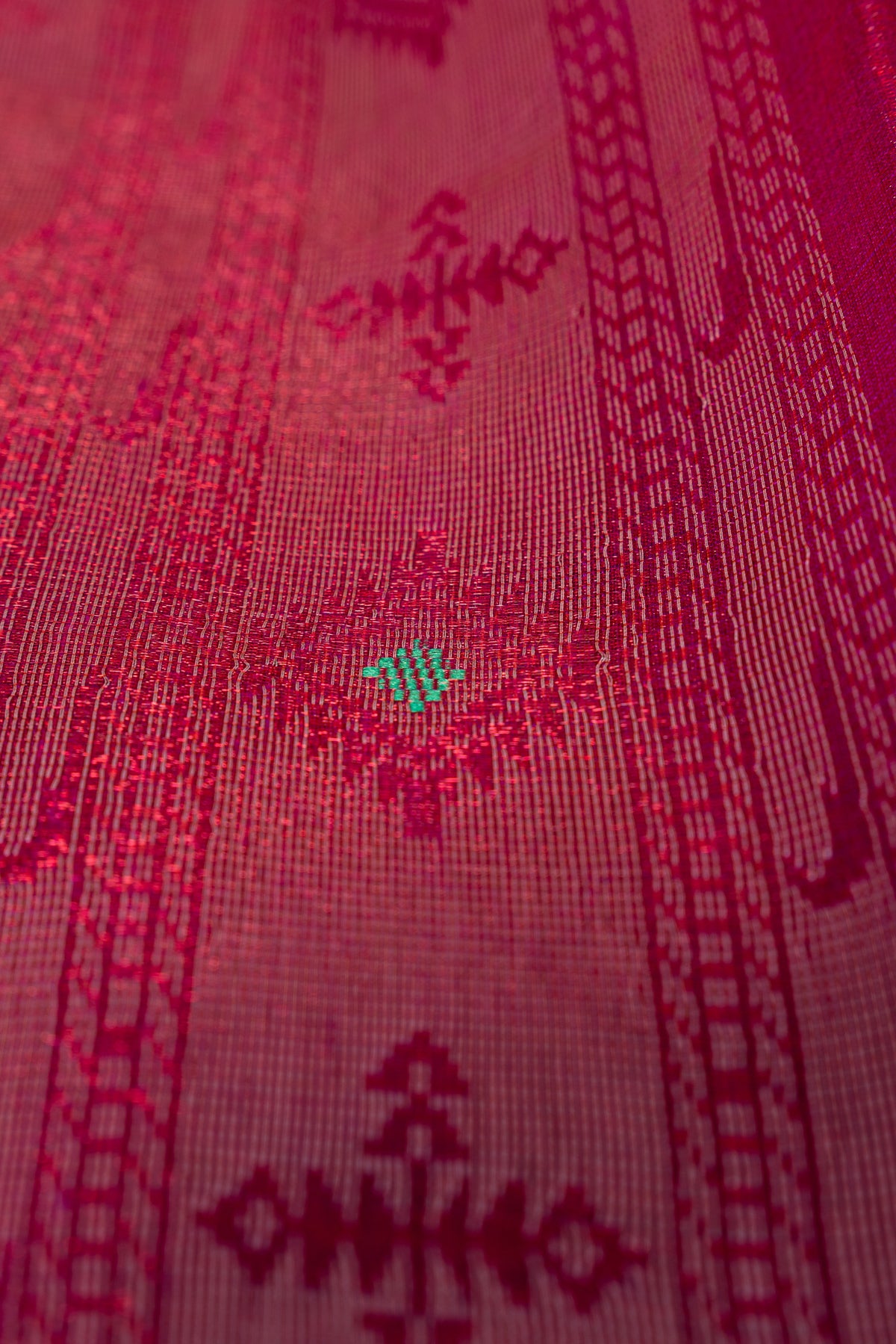 Magenta Pink Soft Silk Paithani Saree with Copper Mennakari Mor Butti