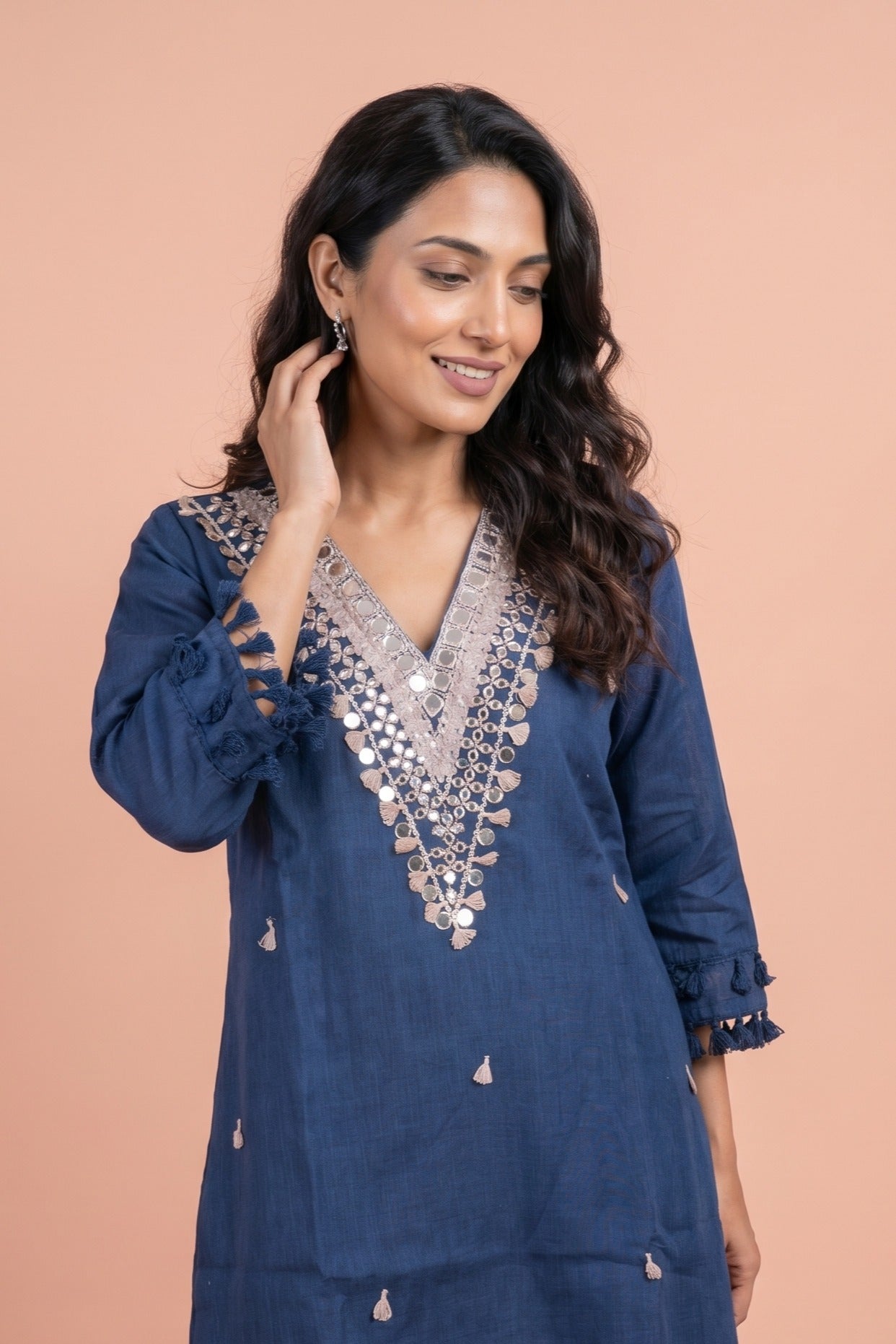 Midnight Blue Jute Cotton Tarini Co-ord Set