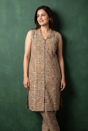 Mritika Cotton Kurti with Kutchi Tribal Geometric Print